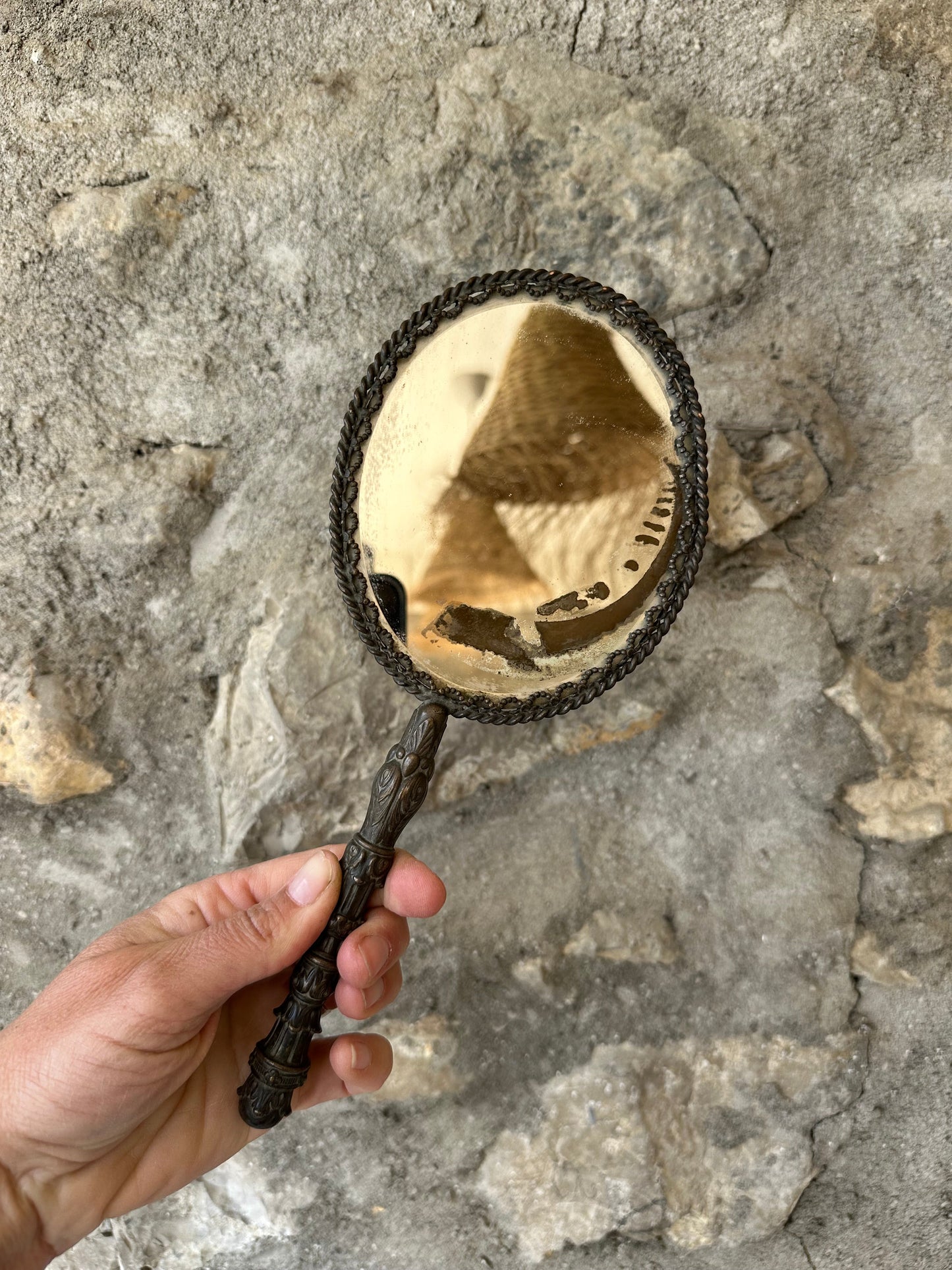 Ancien miroir à main début XXe De Raymonde à Zoé