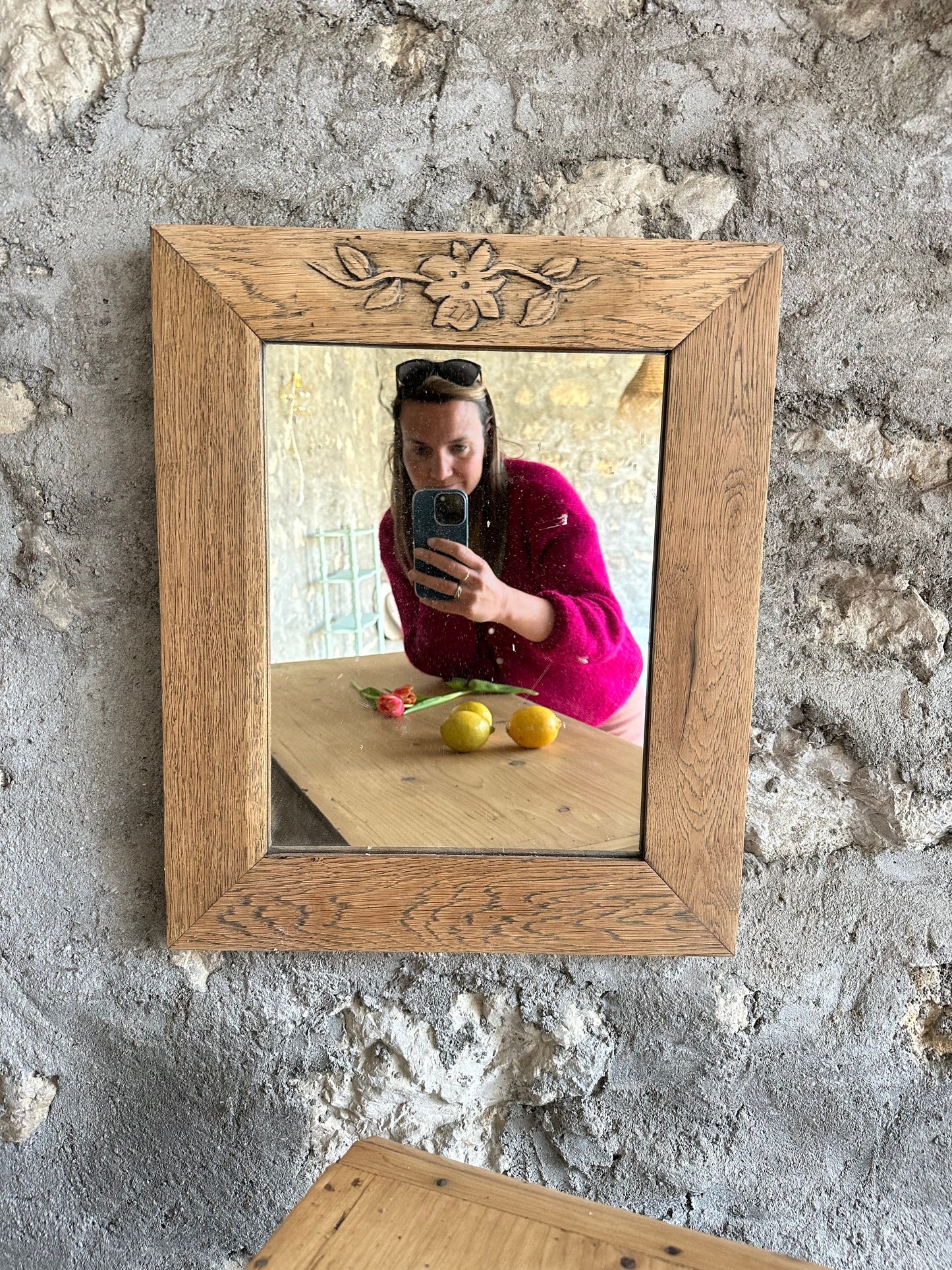 Miroir en chêne décor de fleurs De Raymonde à Zoé