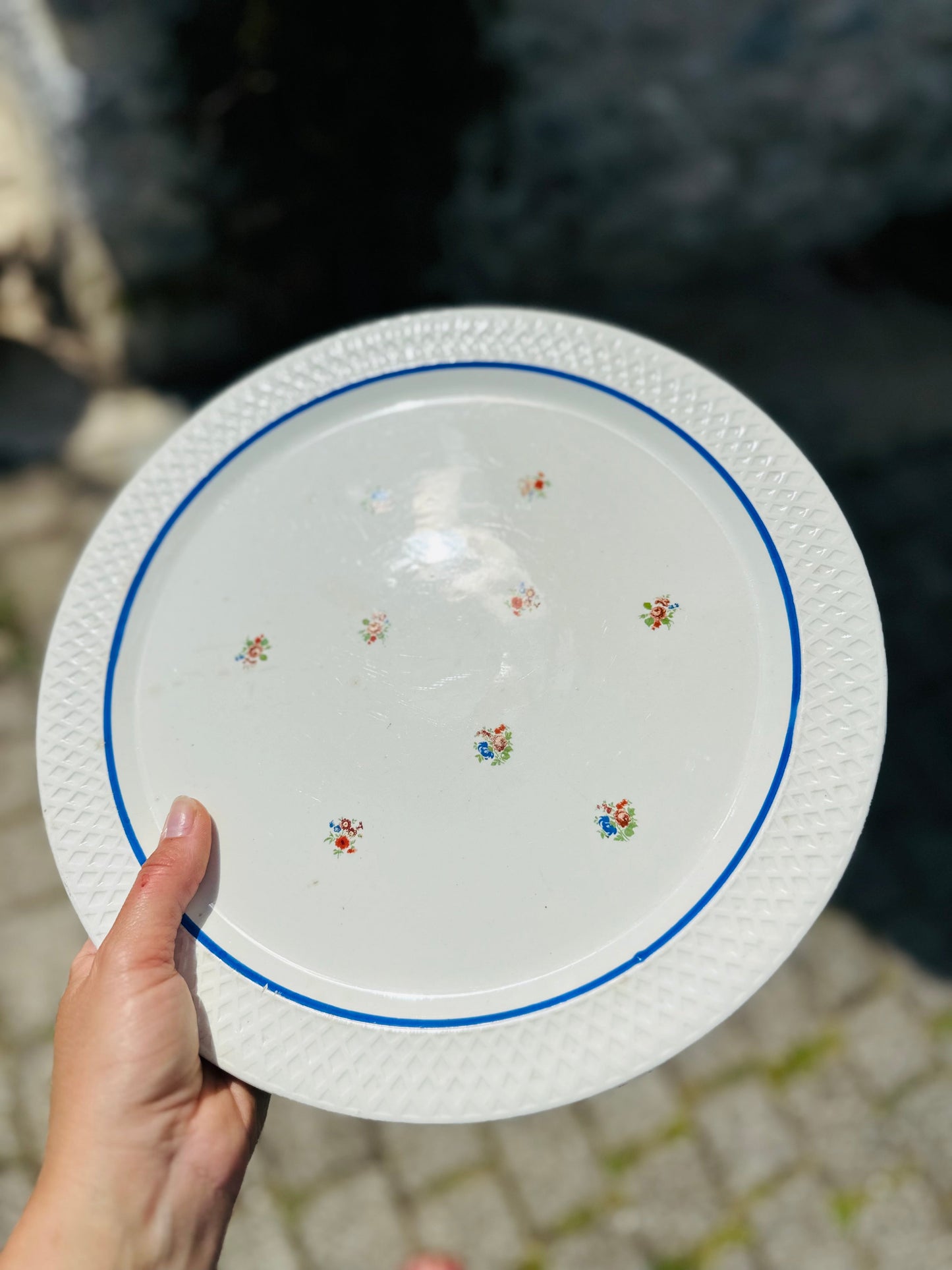 Grand plat à tarte en faience vintage De Raymonde à Zoé