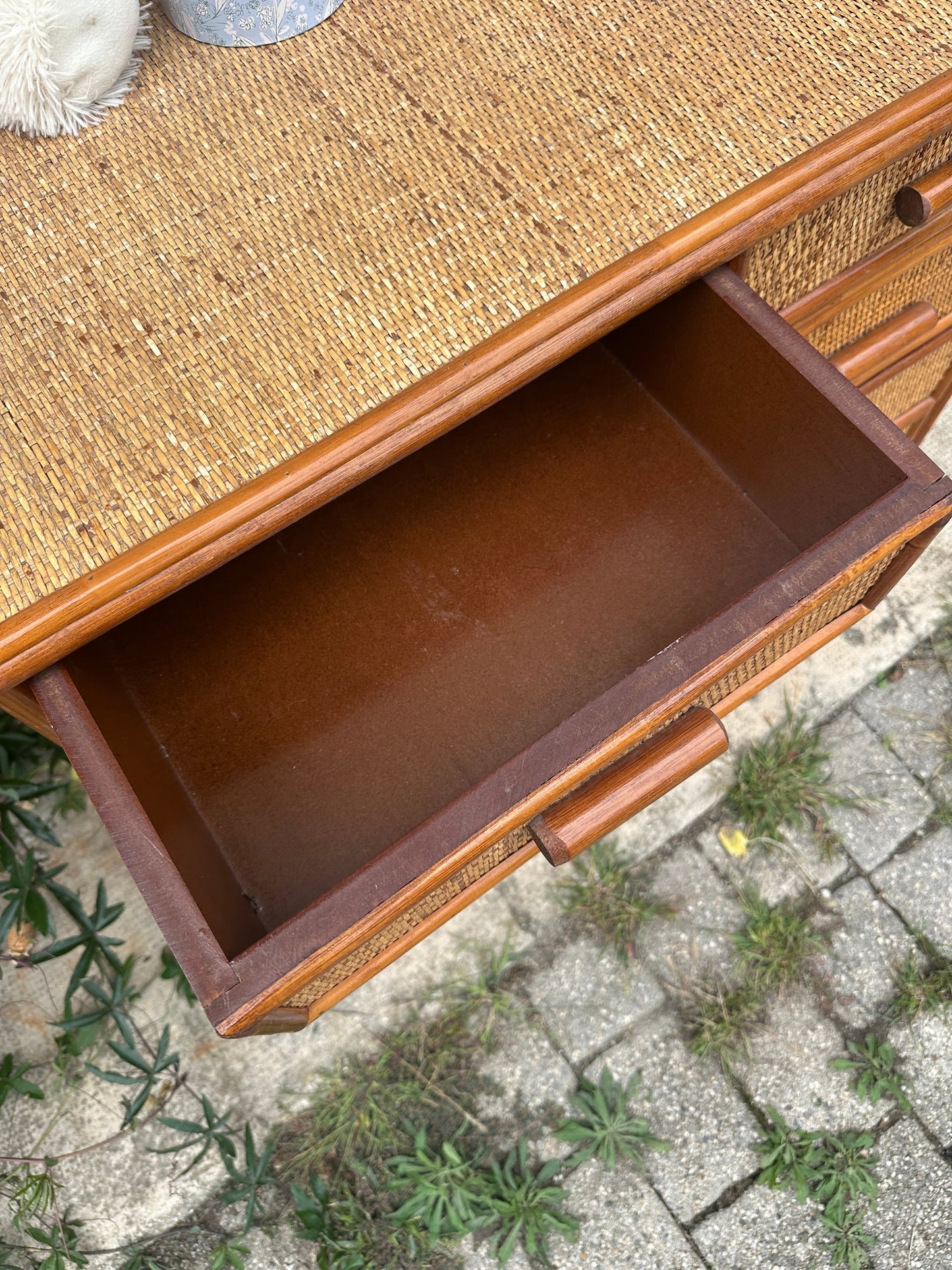 Commode vintage rotin et bambou De Raymonde à Zoé