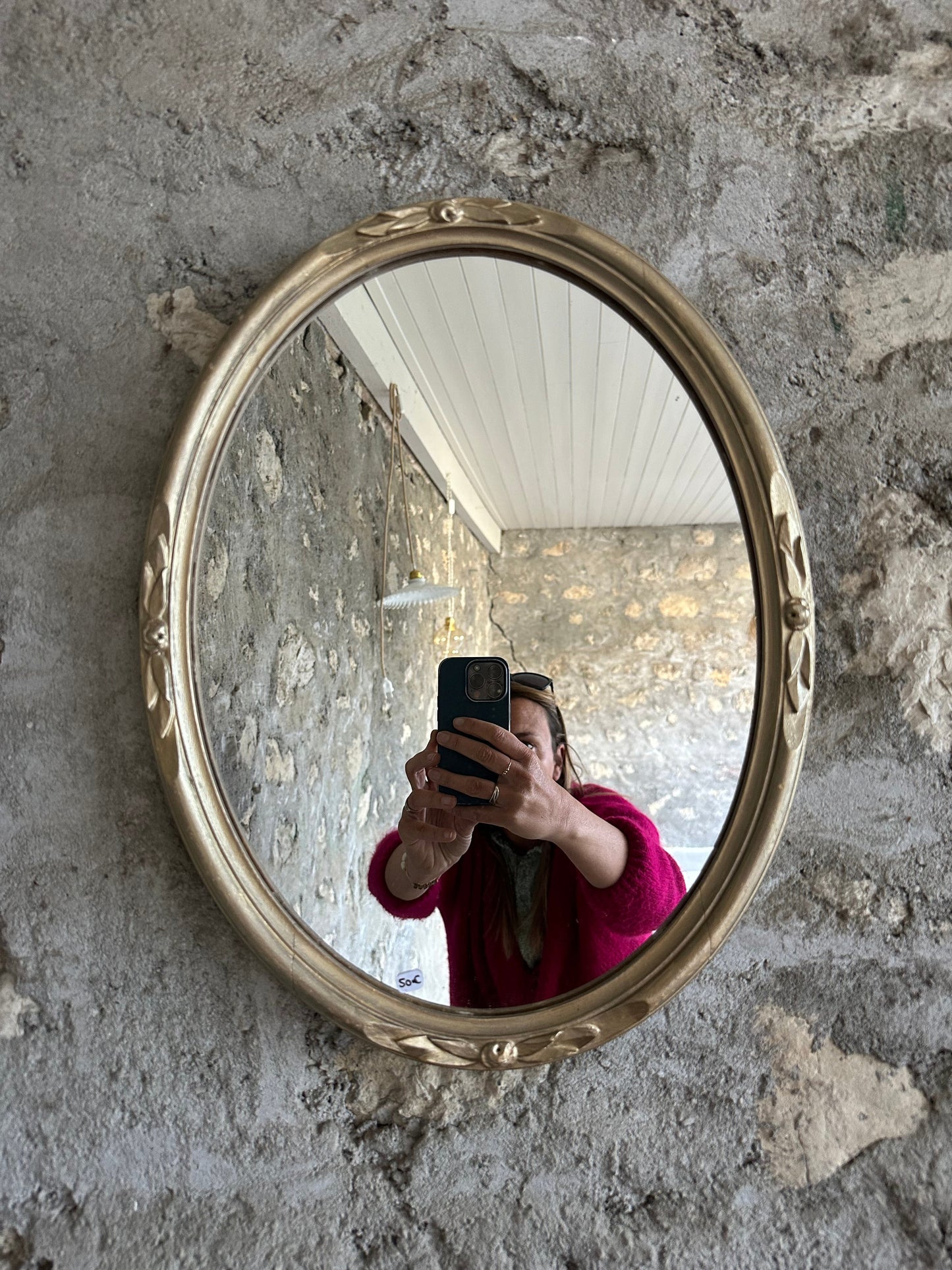 Miroir médaillon doré De Raymonde à Zoé