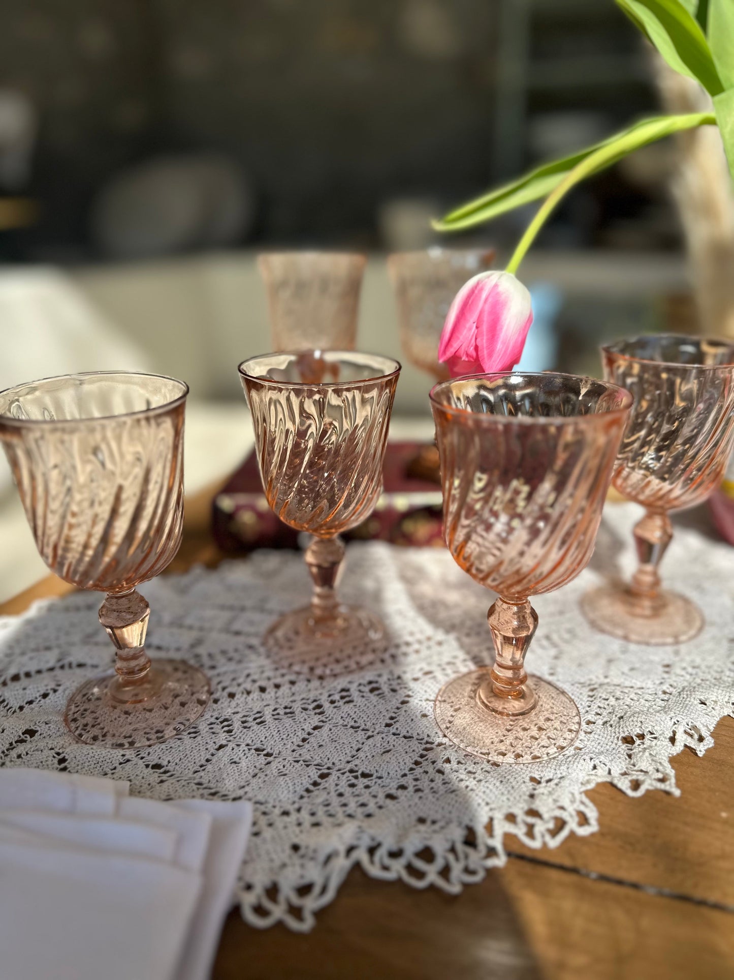 Ensemble de 6 verres a vin Rosaline vintage De Raymonde à Zoé