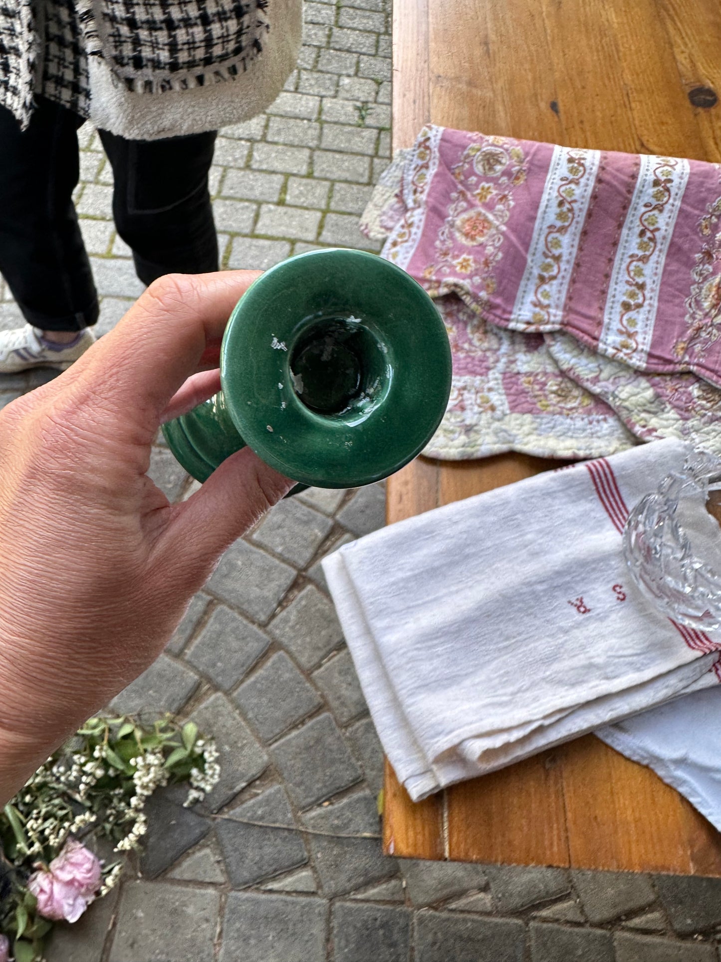 Bougeoir en céramique vert De Raymonde à Zoé