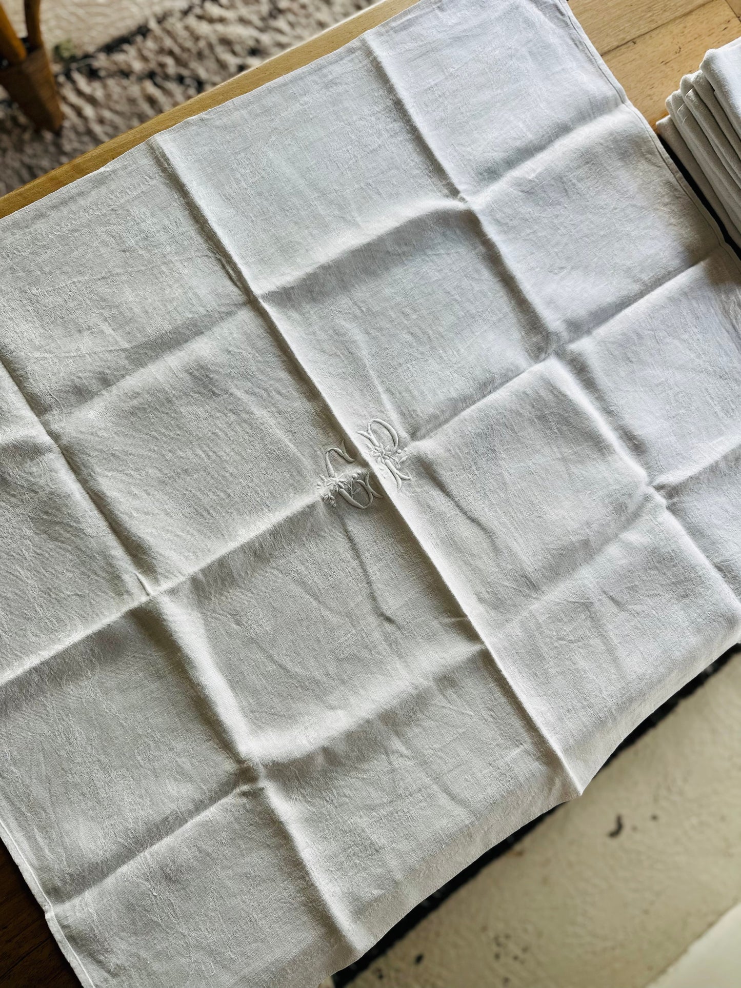 Ensemble de 7 serviettes de table en coton intiales "CP" De Raymonde à Zoé