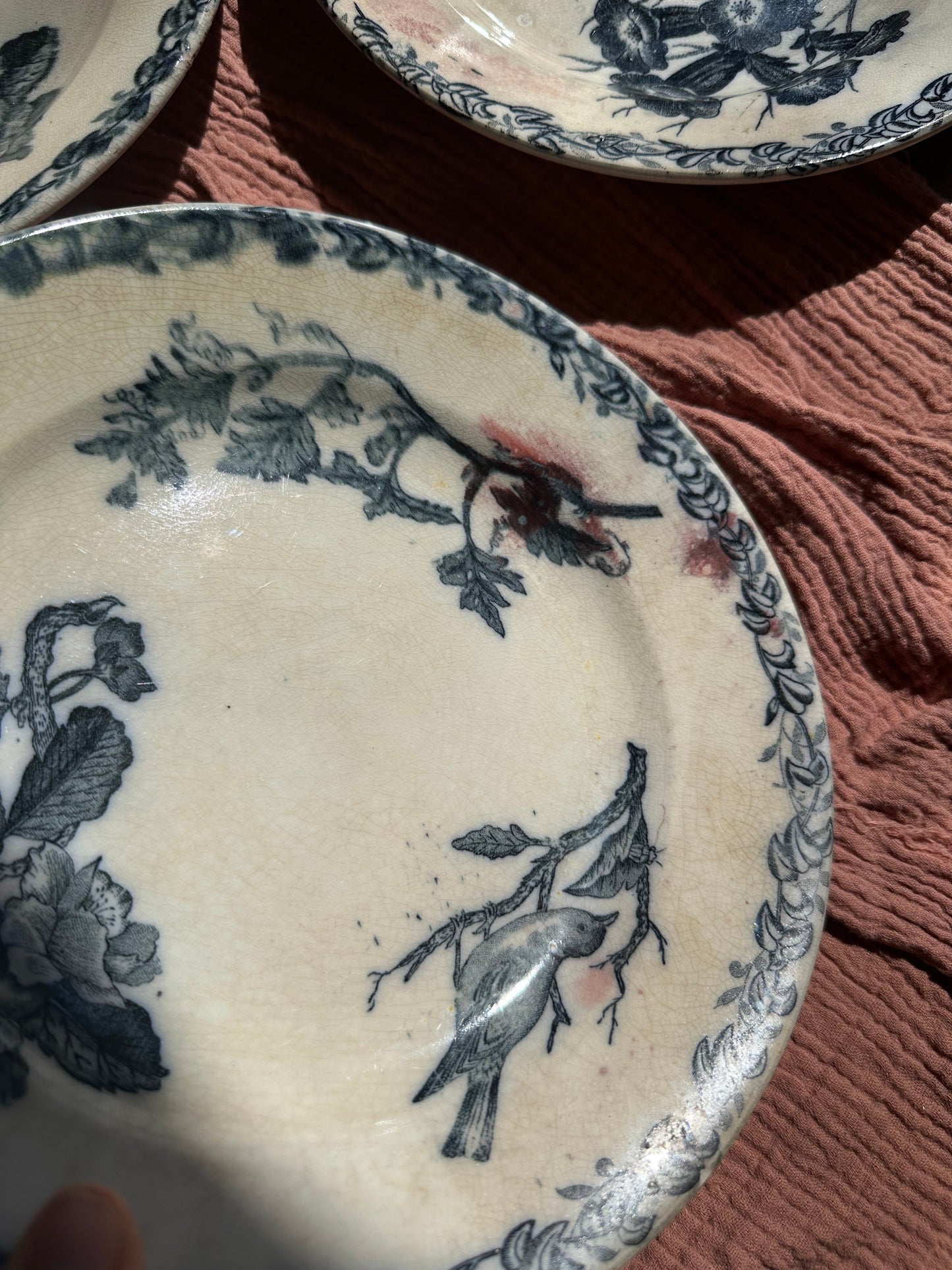 6 assiettes plates terre de fer De Raymonde à Zoé
