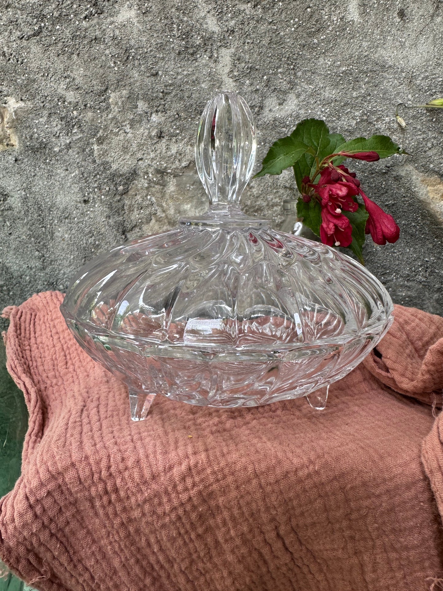 Bonbonnière en cristal vintage - grand modèle De Raymonde à Zoé