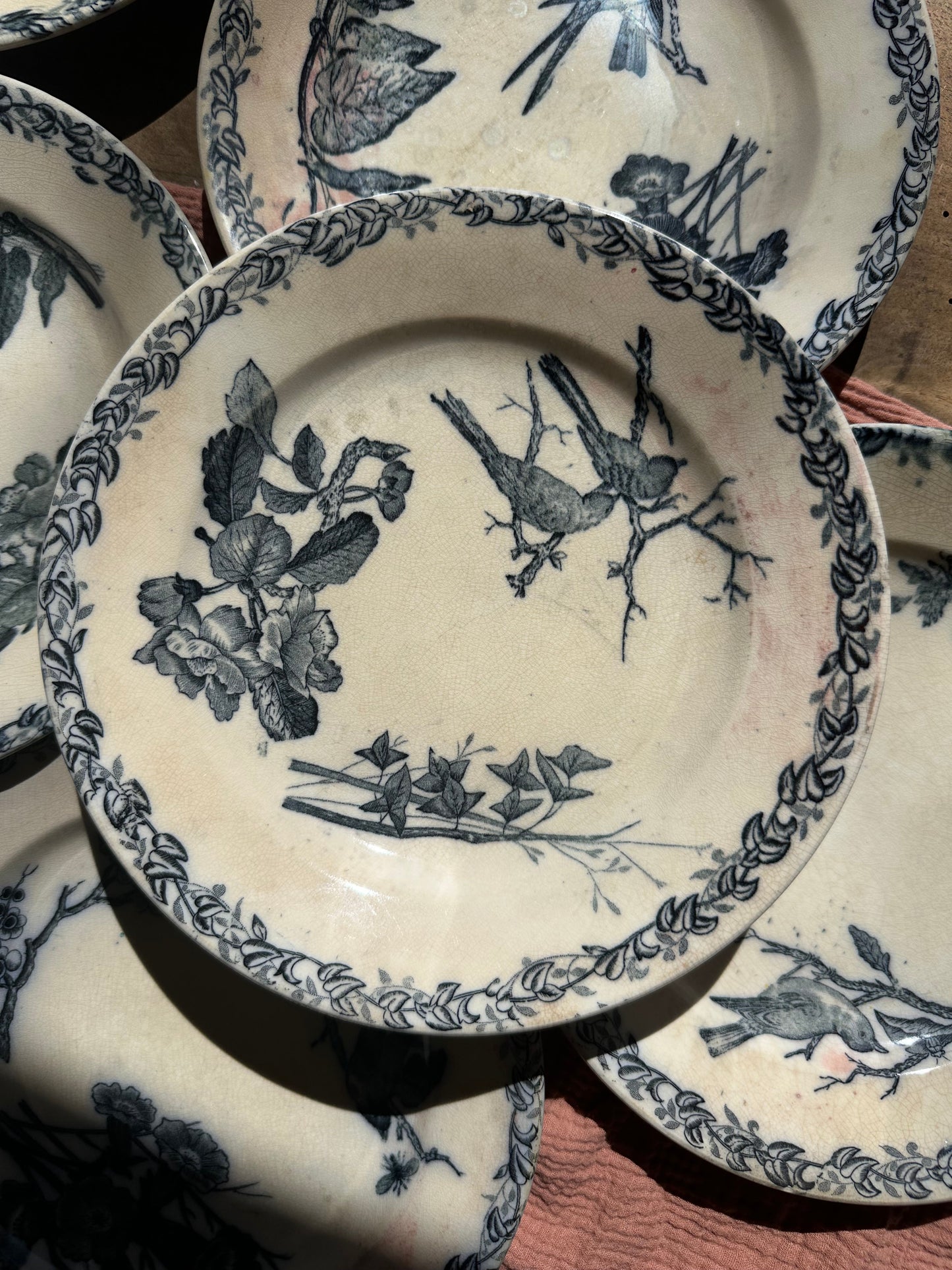 6 assiettes plates terre de fer De Raymonde à Zoé