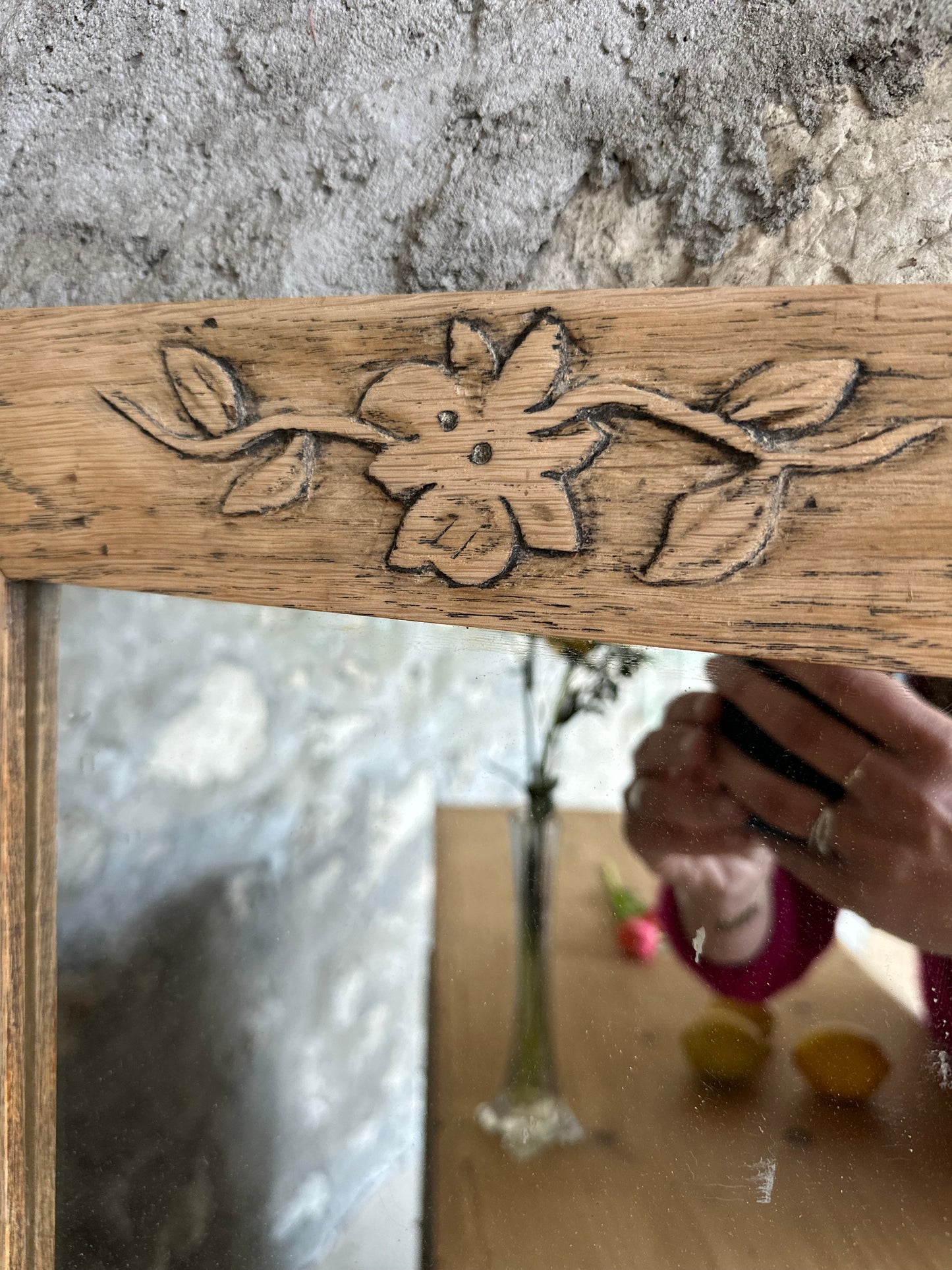 Miroir en chêne décor de fleurs De Raymonde à Zoé