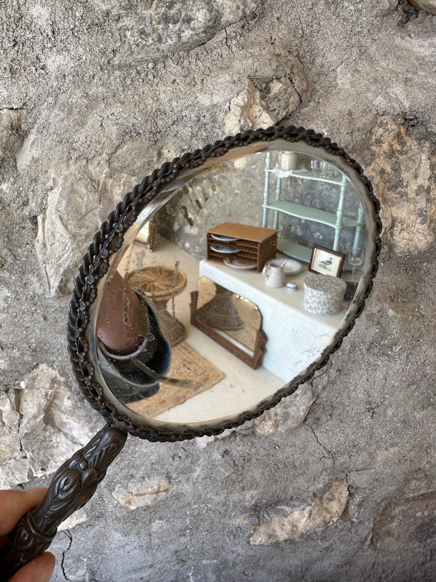 Ancien miroir à main début XXe De Raymonde à Zoé