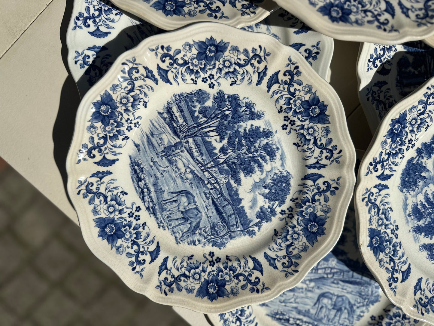 Ensemble de 10 assiettes plates Derby Sarreguemines De Raymonde à Zoé