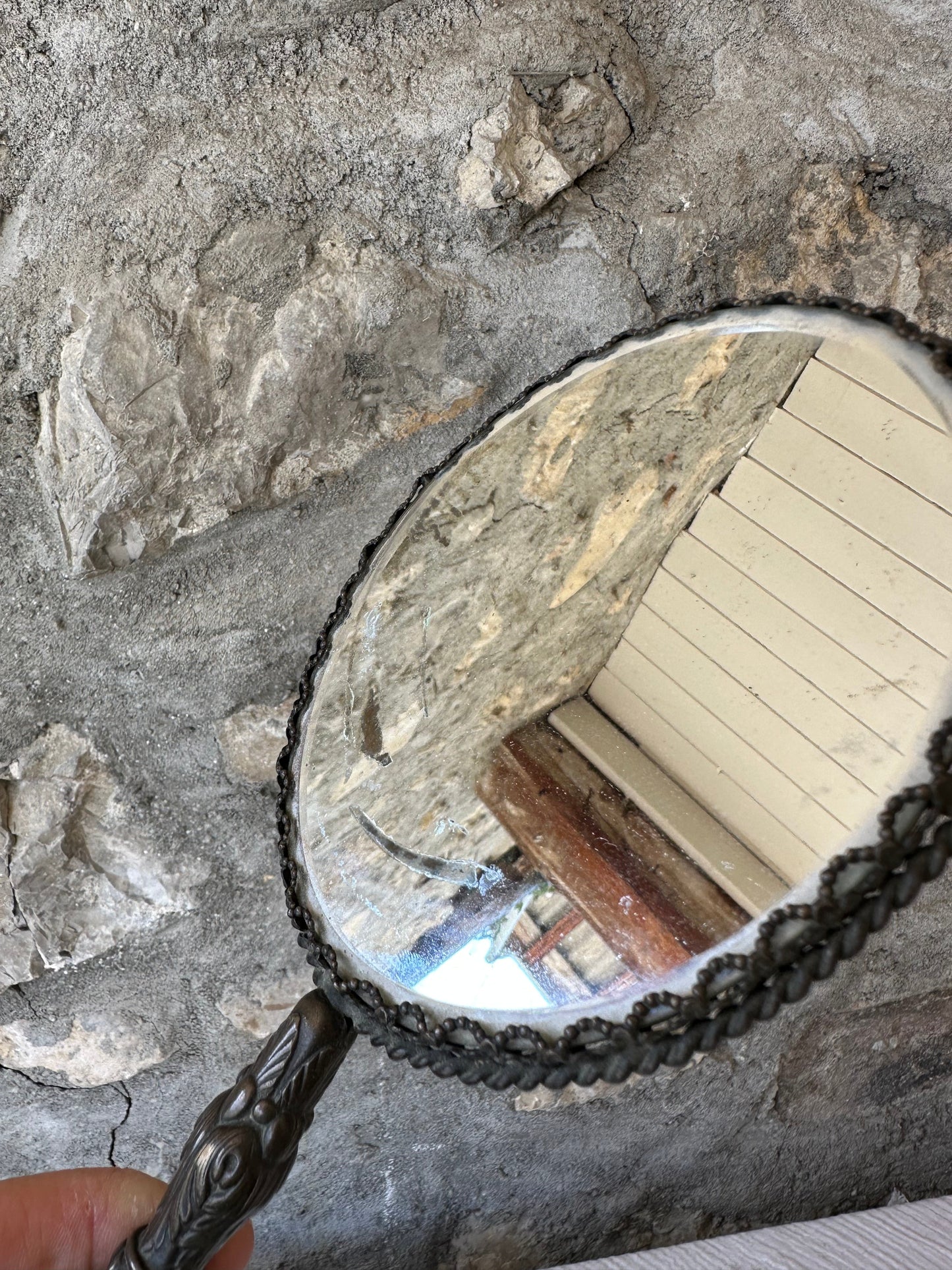 Ancien miroir à main début XXe De Raymonde à Zoé