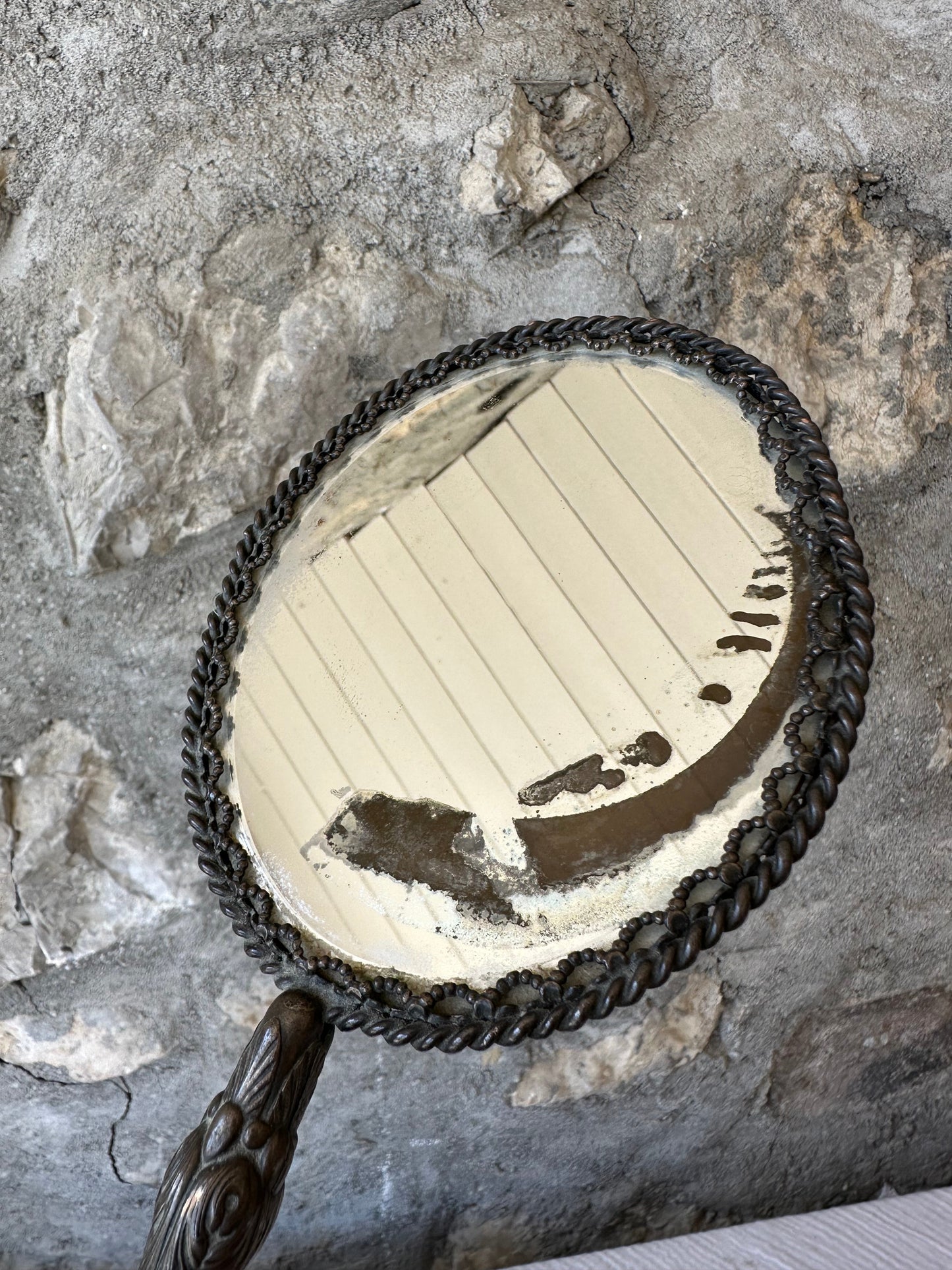 Ancien miroir à main début XXe De Raymonde à Zoé