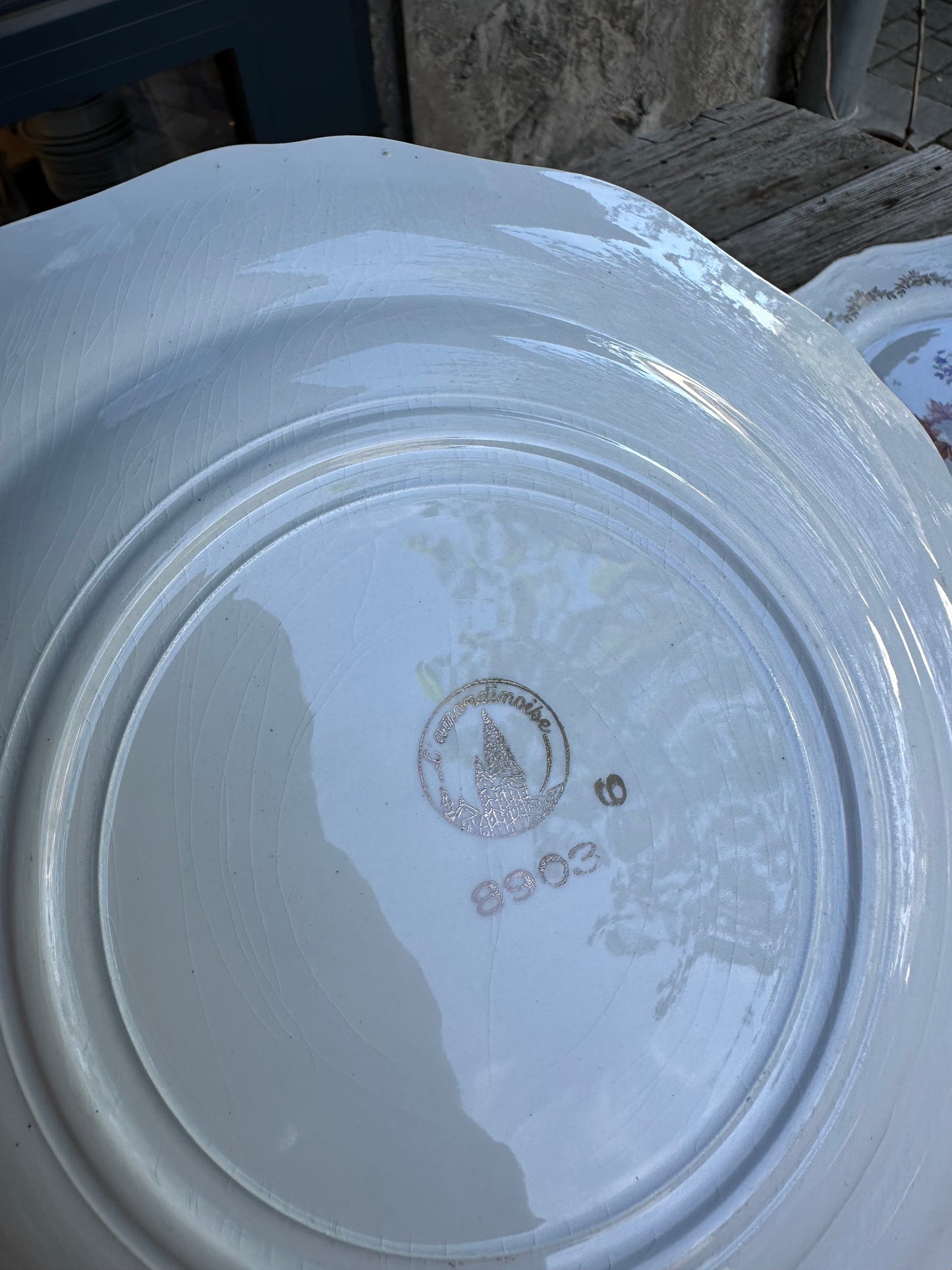 Ensemble de 5 assiettes plates en porcelaine fleurie De Raymonde à Zoé