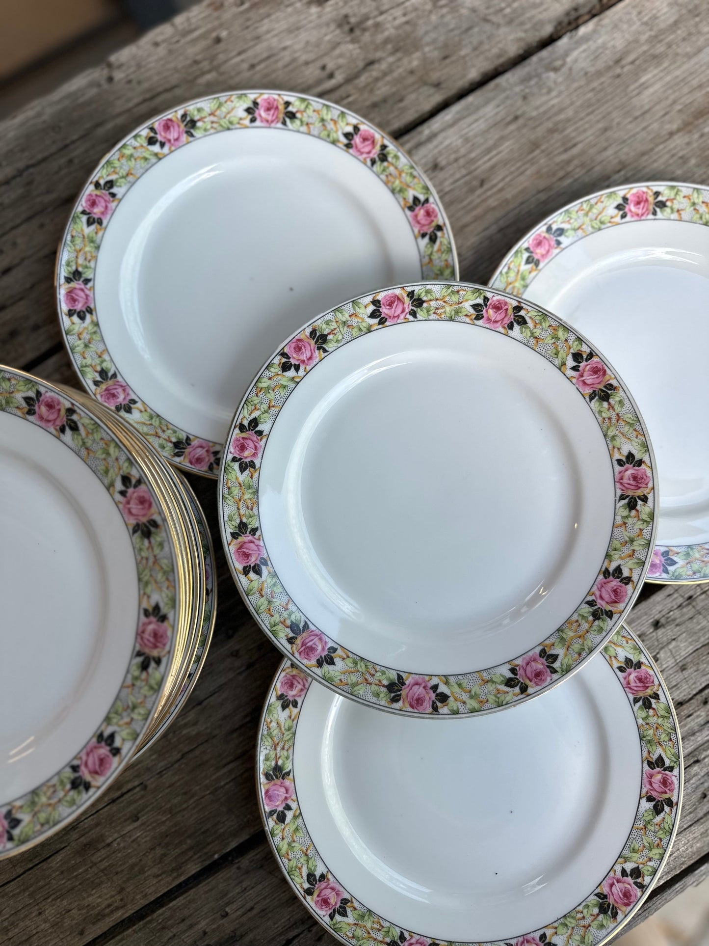 Ensemble de 6 assiettes plates en porcelaine fleurie De Raymonde à Zoé