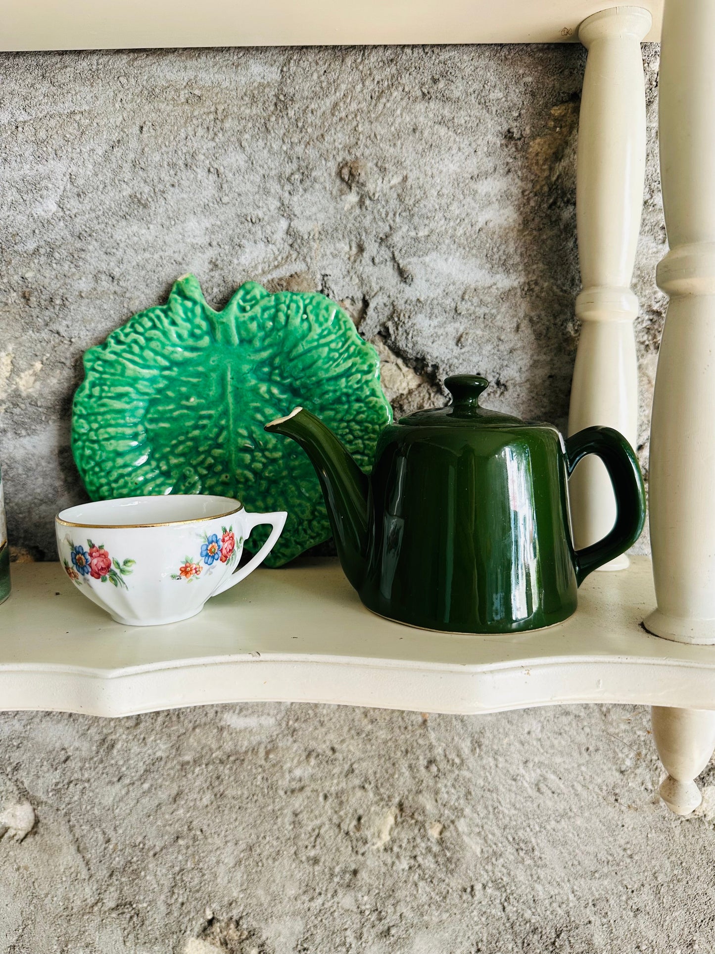 Petite théière vintage en faïence verte De Raymonde à Zoé