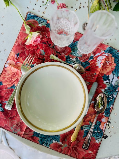 Ensemble de 6 serviettes de table imprimé fleurs De Raymonde à Zoé