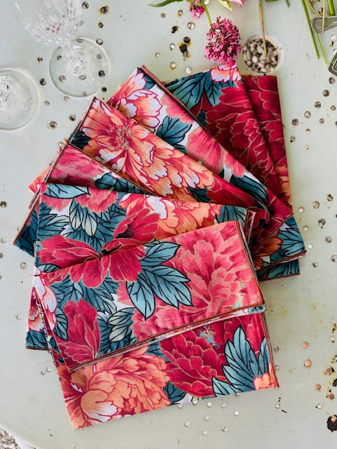 Ensemble de 6 serviettes de table imprimé fleurs De Raymonde à Zoé