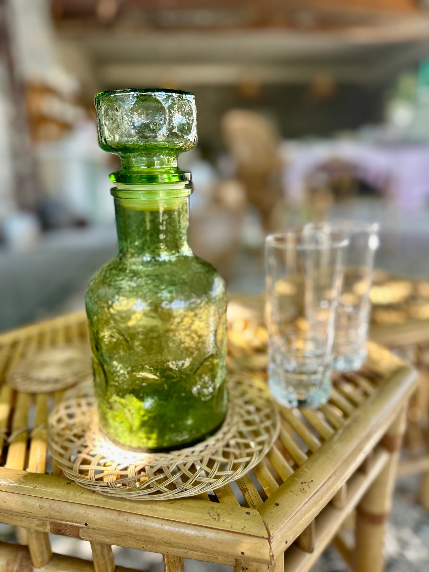 Carafe en verre verte De Raymonde à Zoé