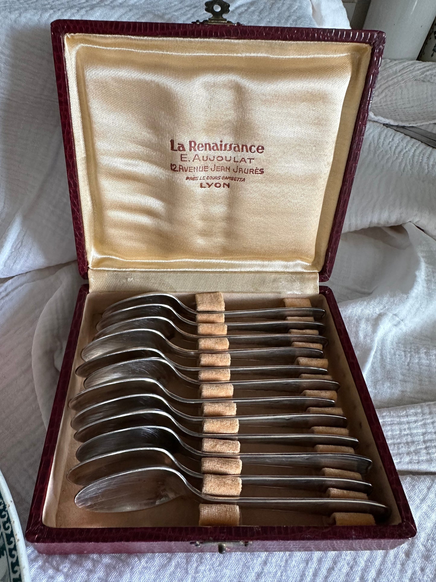 12 petites cuillères en métal argenté De Raymonde à Zoé