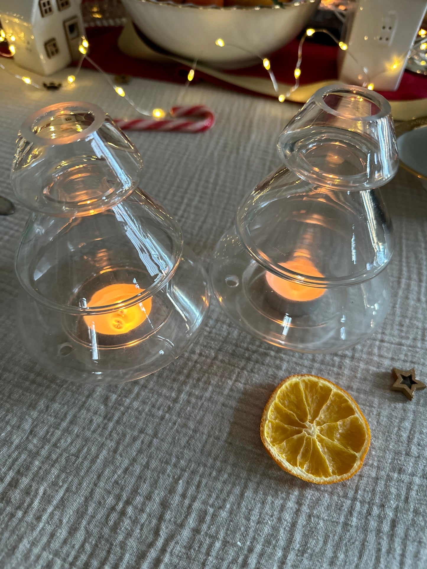 Photophore sapin en verre épais. De Raymonde à Zoé