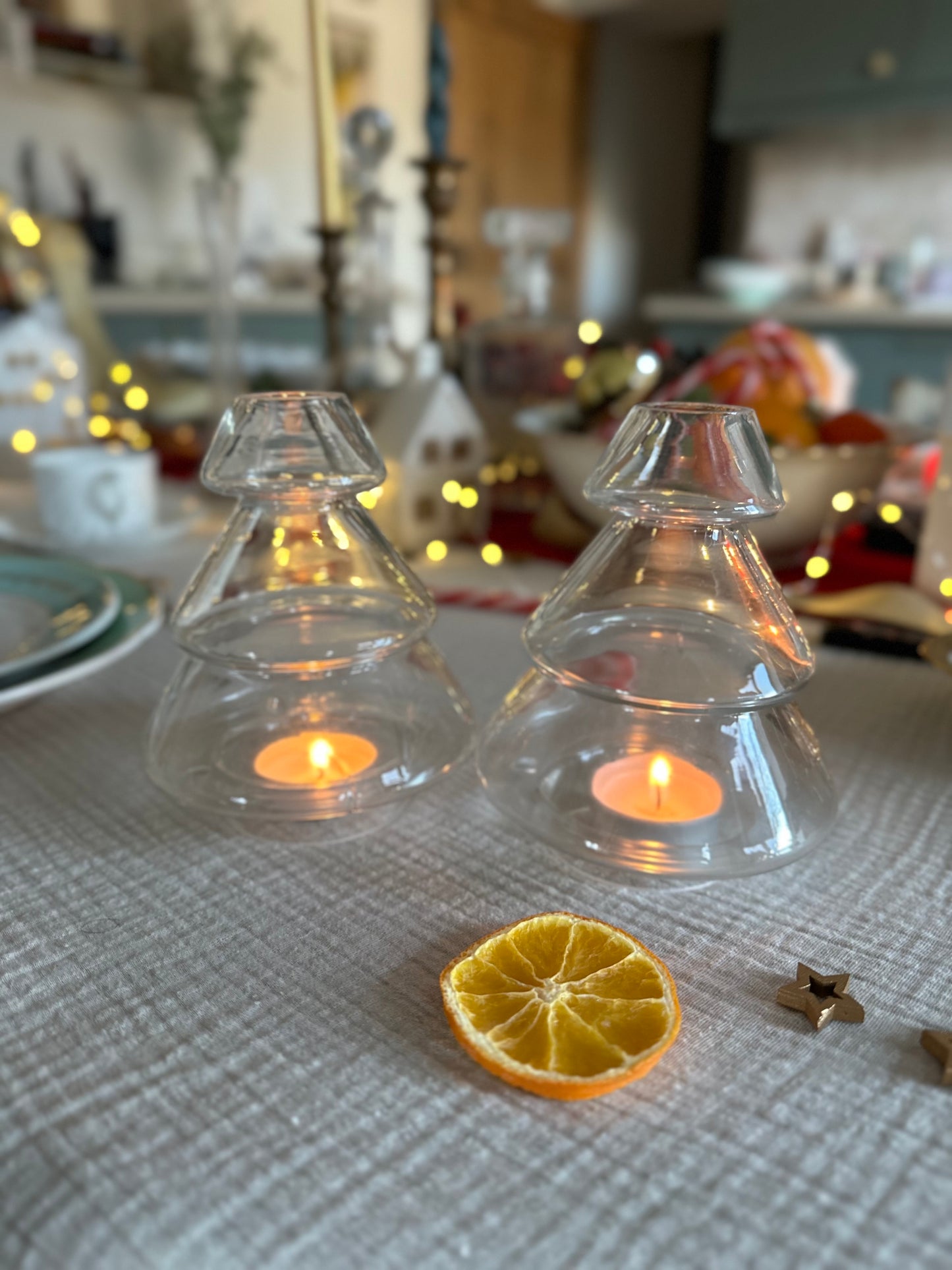 Photophore sapin en verre épais. De Raymonde à Zoé