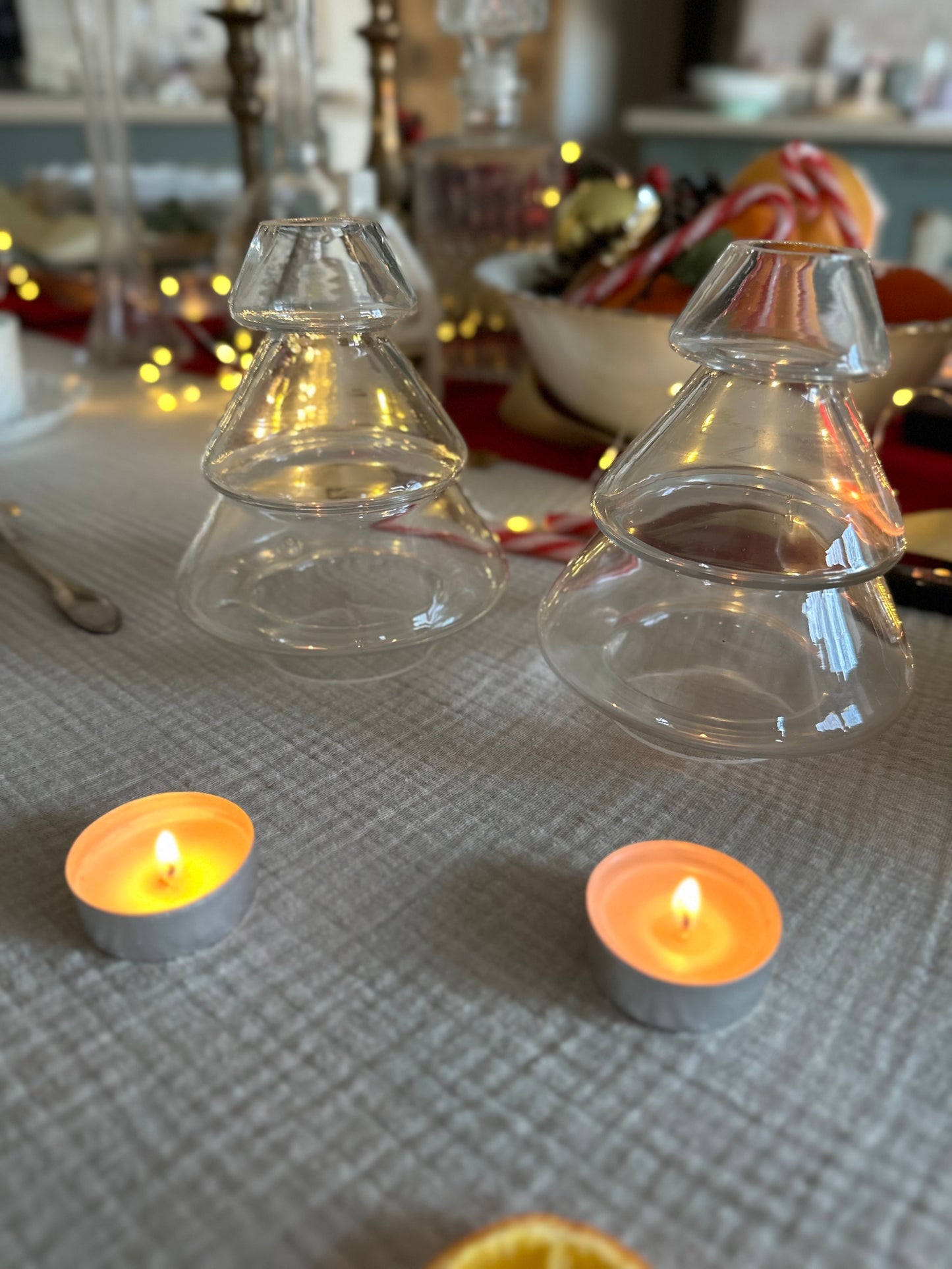 Photophore sapin en verre épais. De Raymonde à Zoé