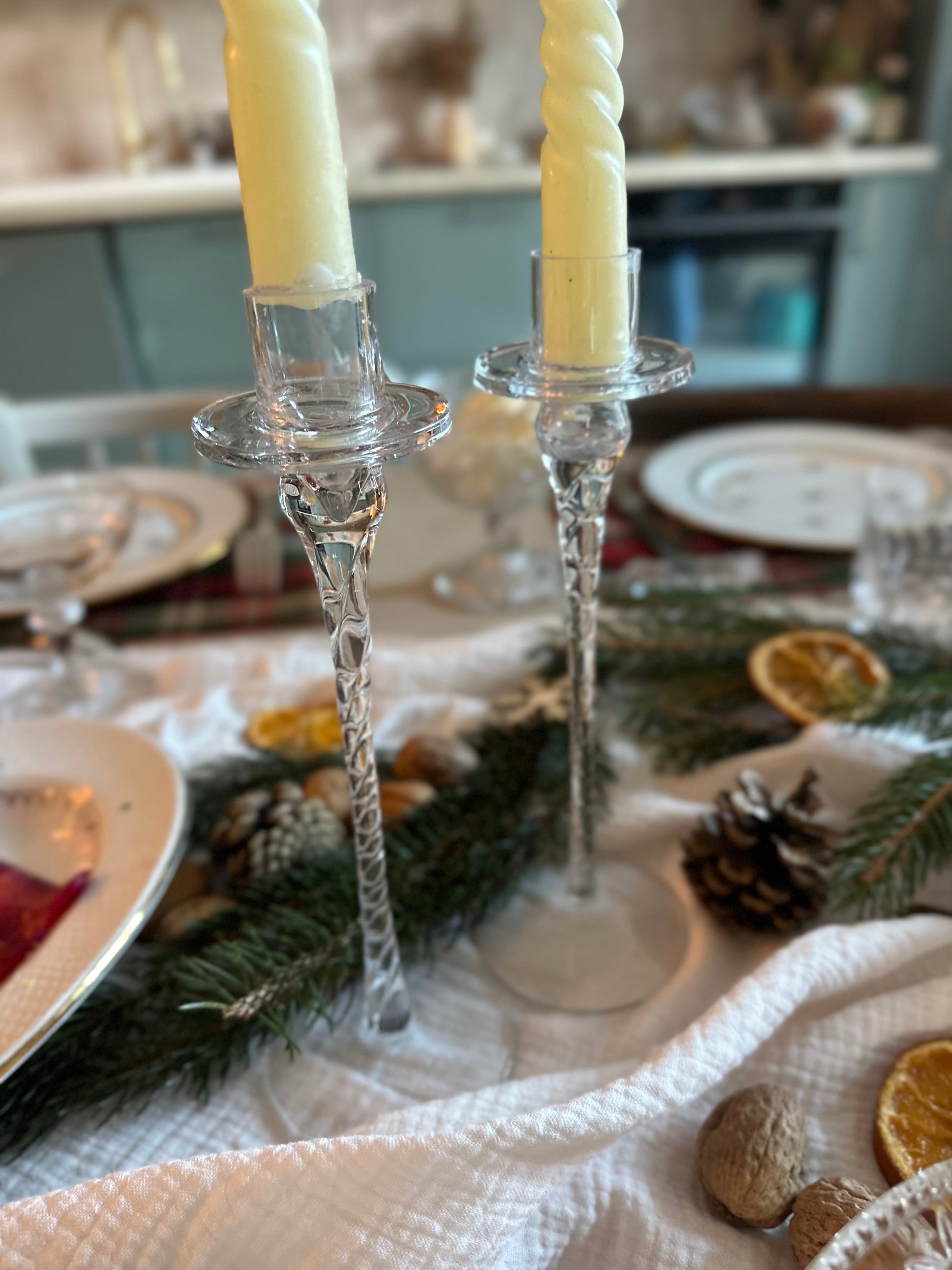 Duo de bougeoirs en verre torsadé De Raymonde à Zoé