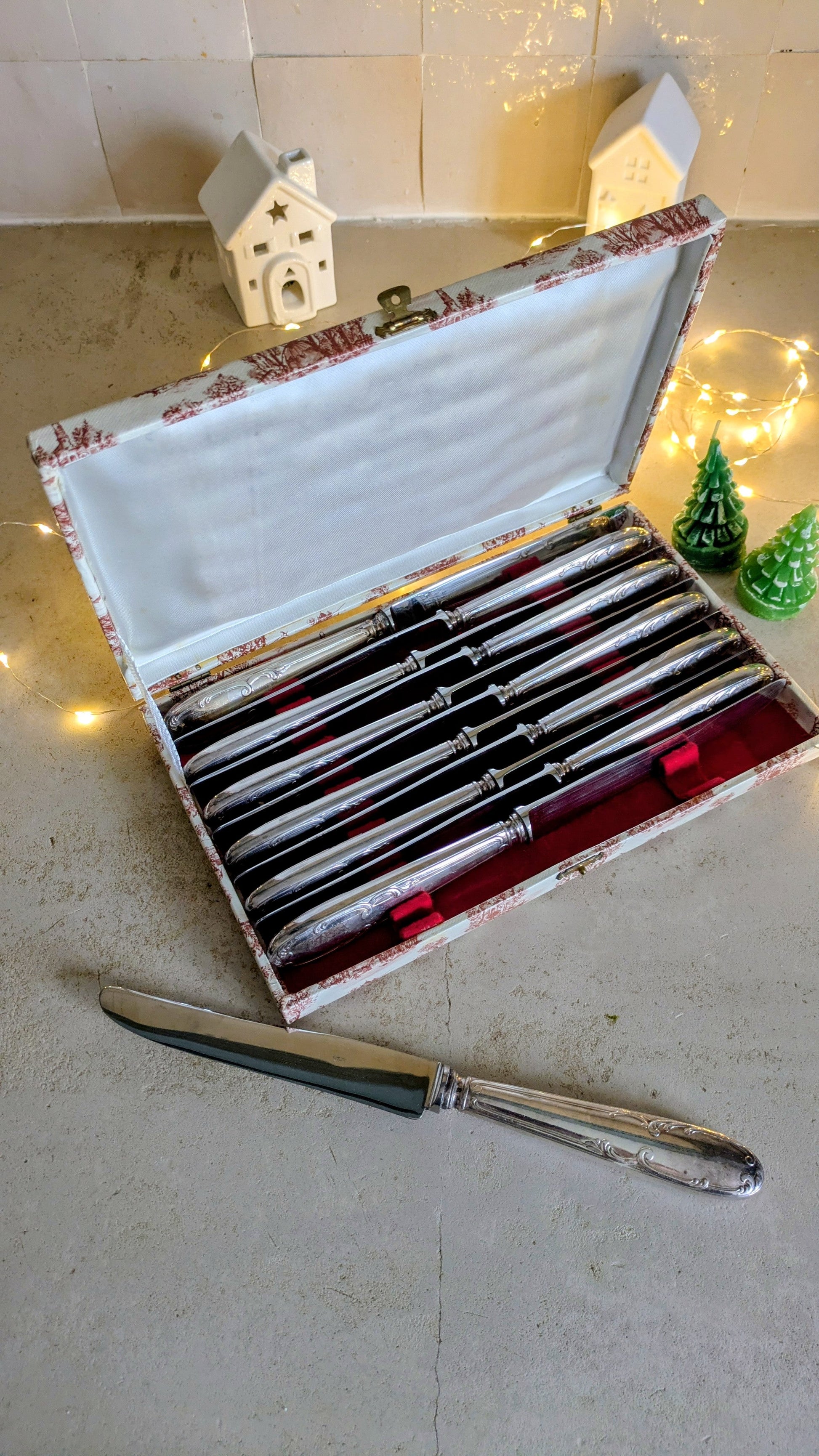 Ensemble de 12 couteaux en métal argenté De Raymonde à Zoé