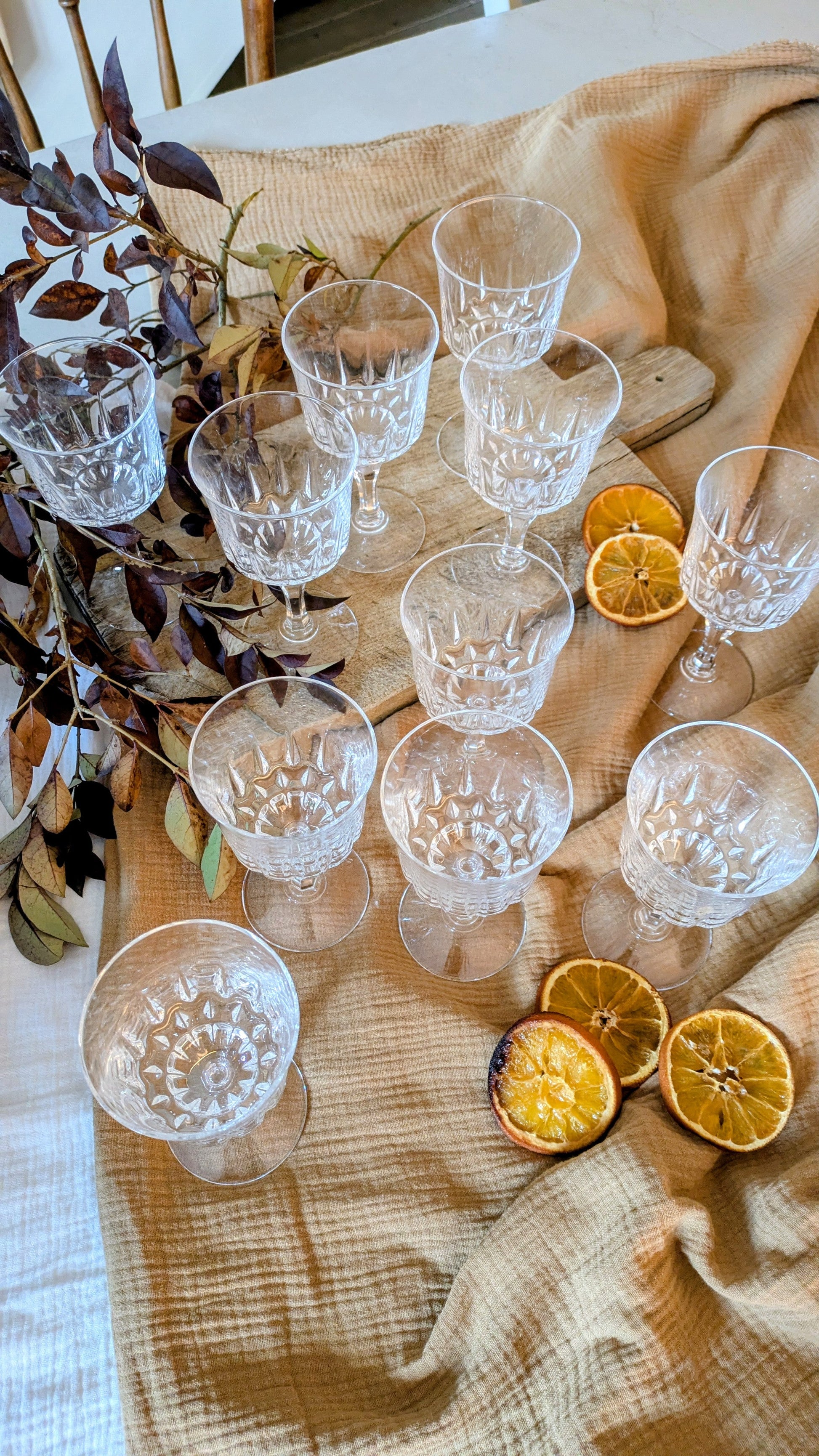 Ensemble de 11 verres à eau ou vin en cristal De Raymonde à Zoé
