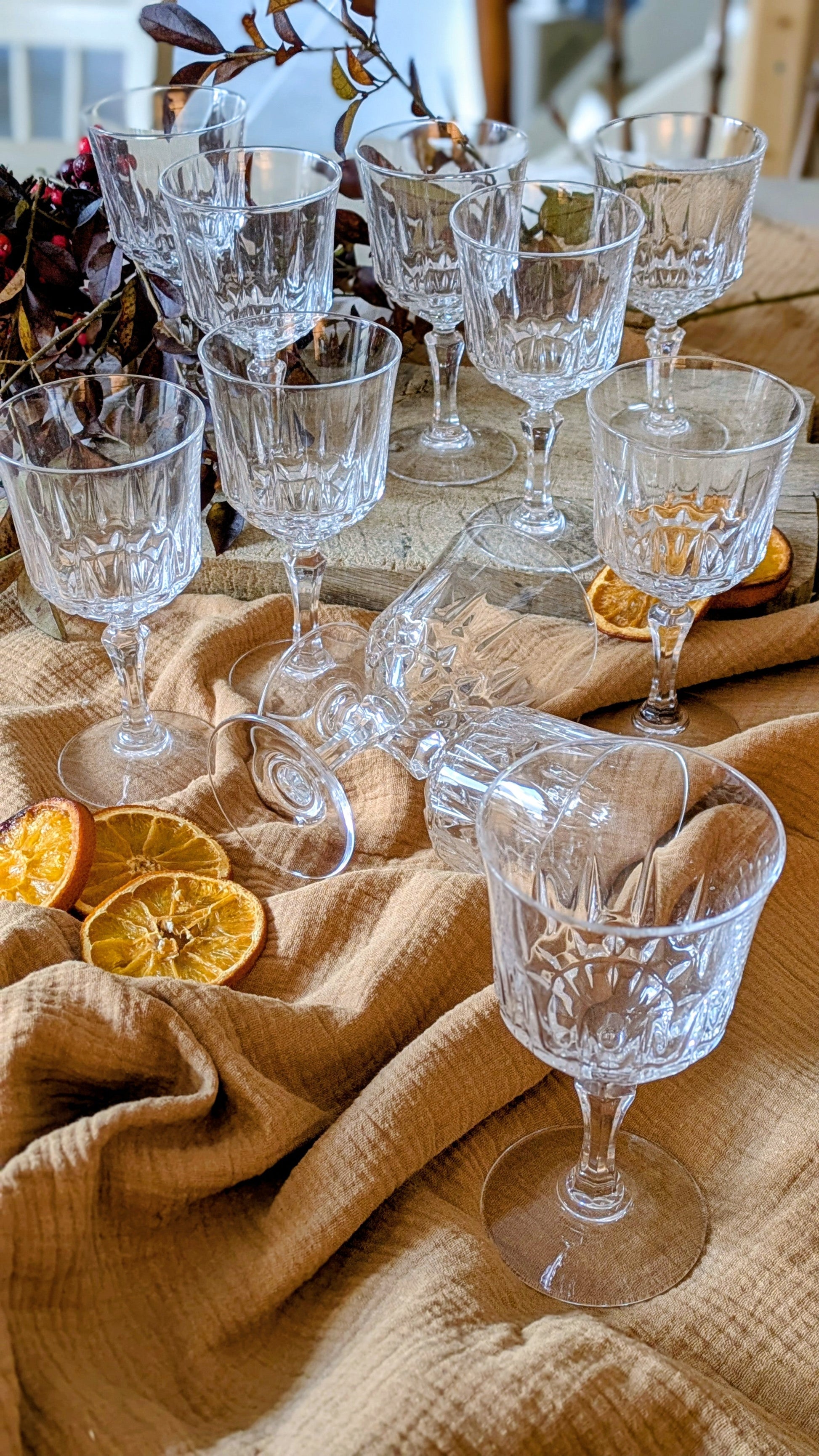 Ensemble de 11 verres à eau ou vin en cristal De Raymonde à Zoé