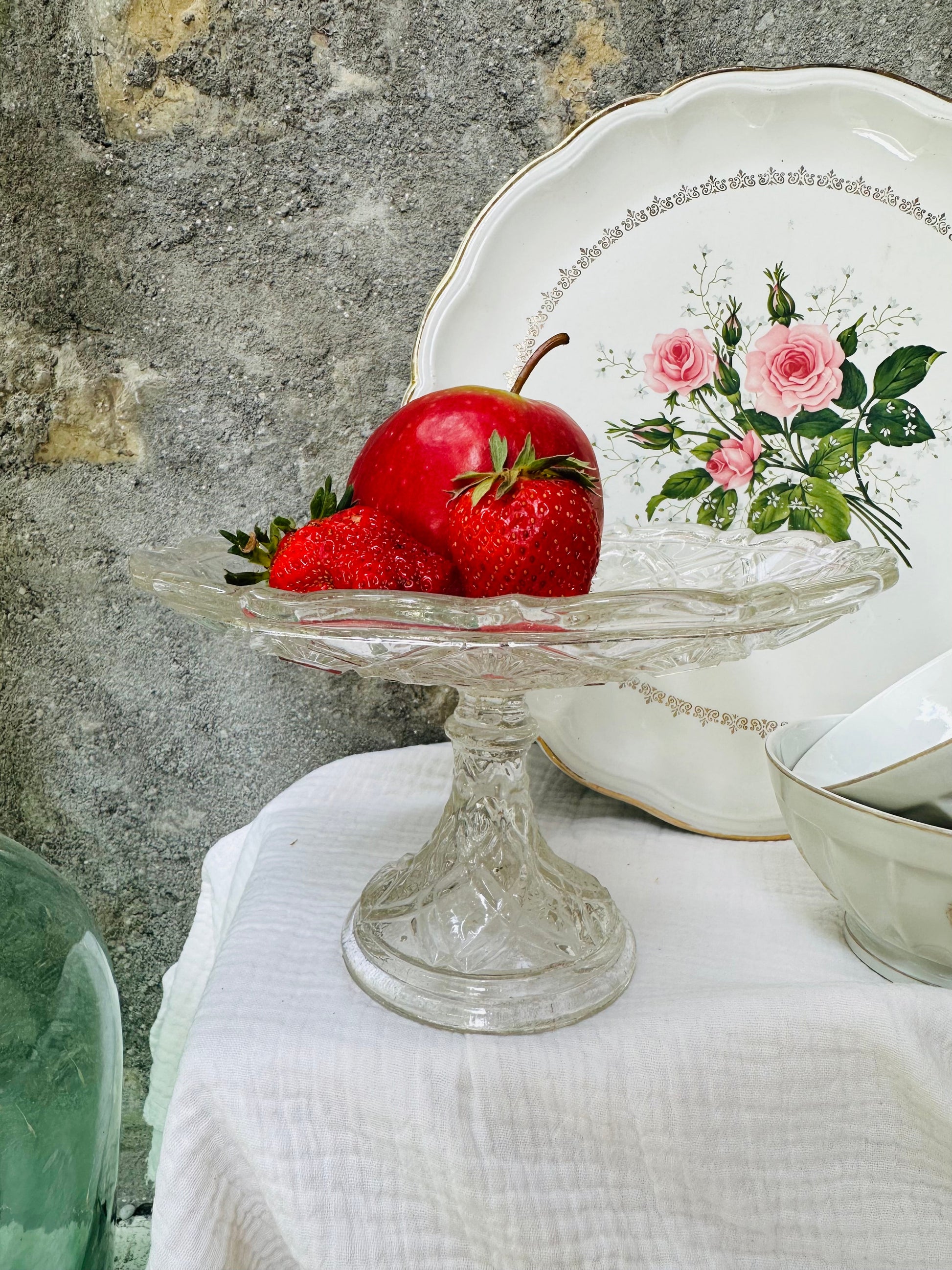 Compotier en verre moulé vintage De Raymonde à Zoé