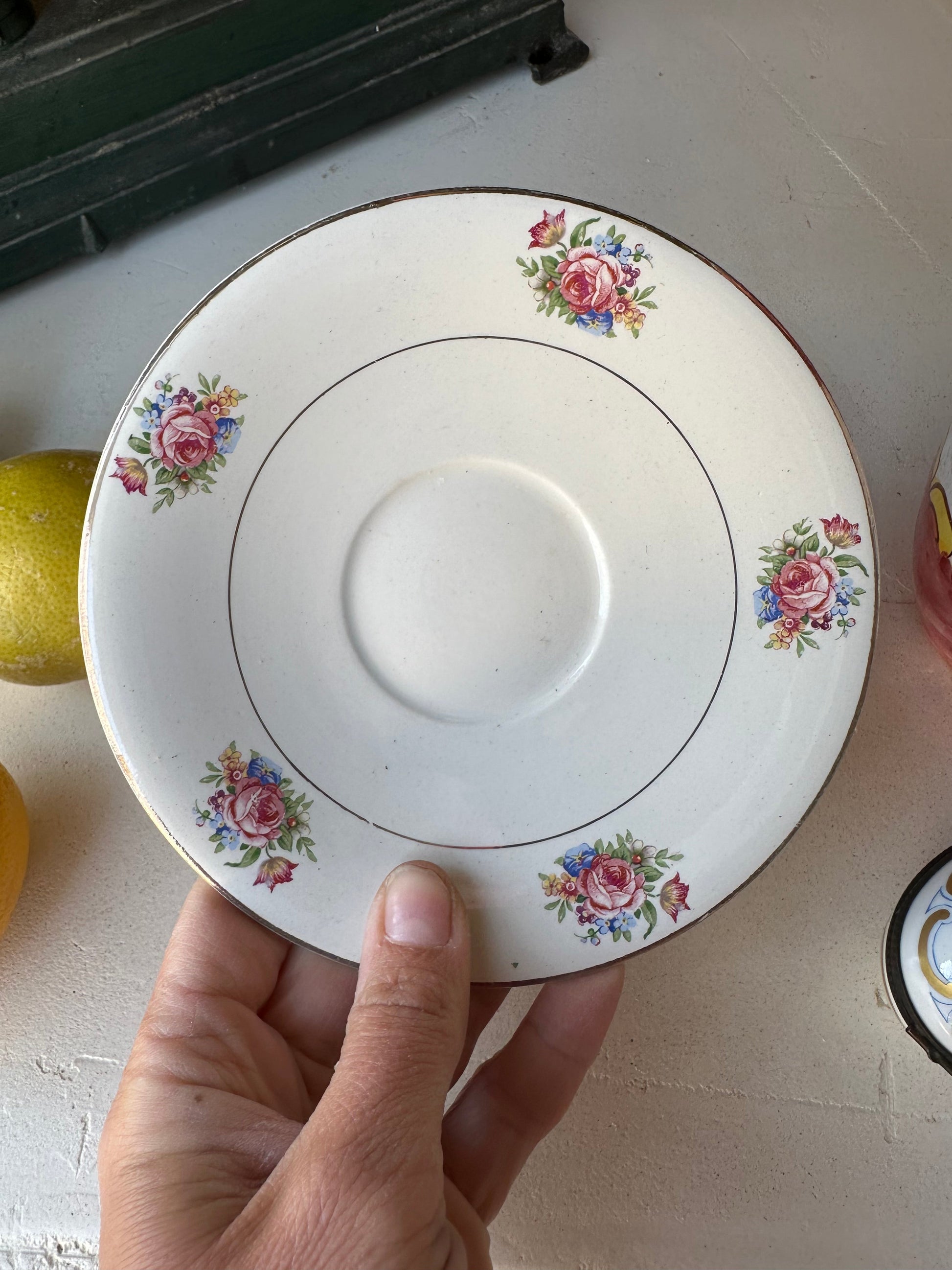Tasse et soucoupe assortie faïence Sarreguemines De Raymonde à Zoé