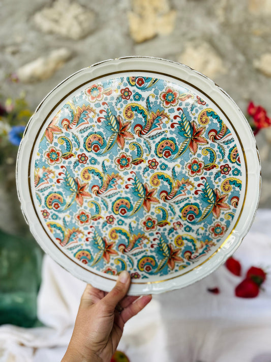 Grand plat à tarte en porcelaine vintage De Raymonde à Zoé