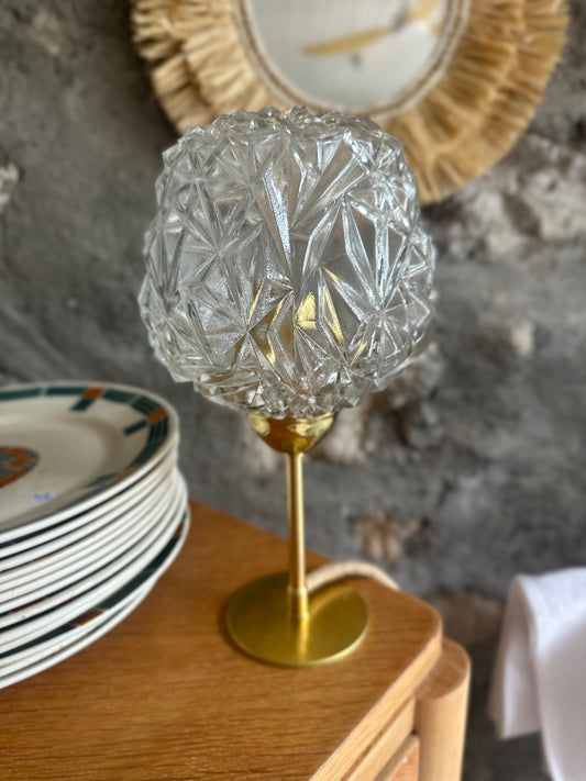 Lampe sur pied, globe chiné et cordon en tissu De Raymonde à Zoé
