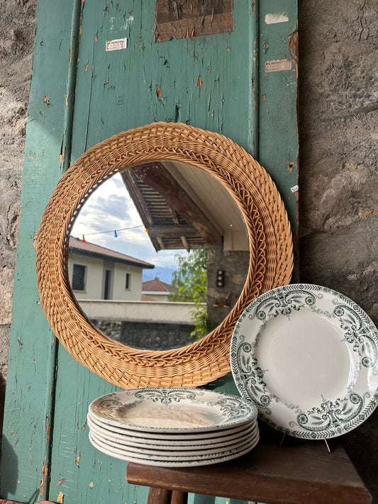 Miroir rond contour rotin De Raymonde à Zoé