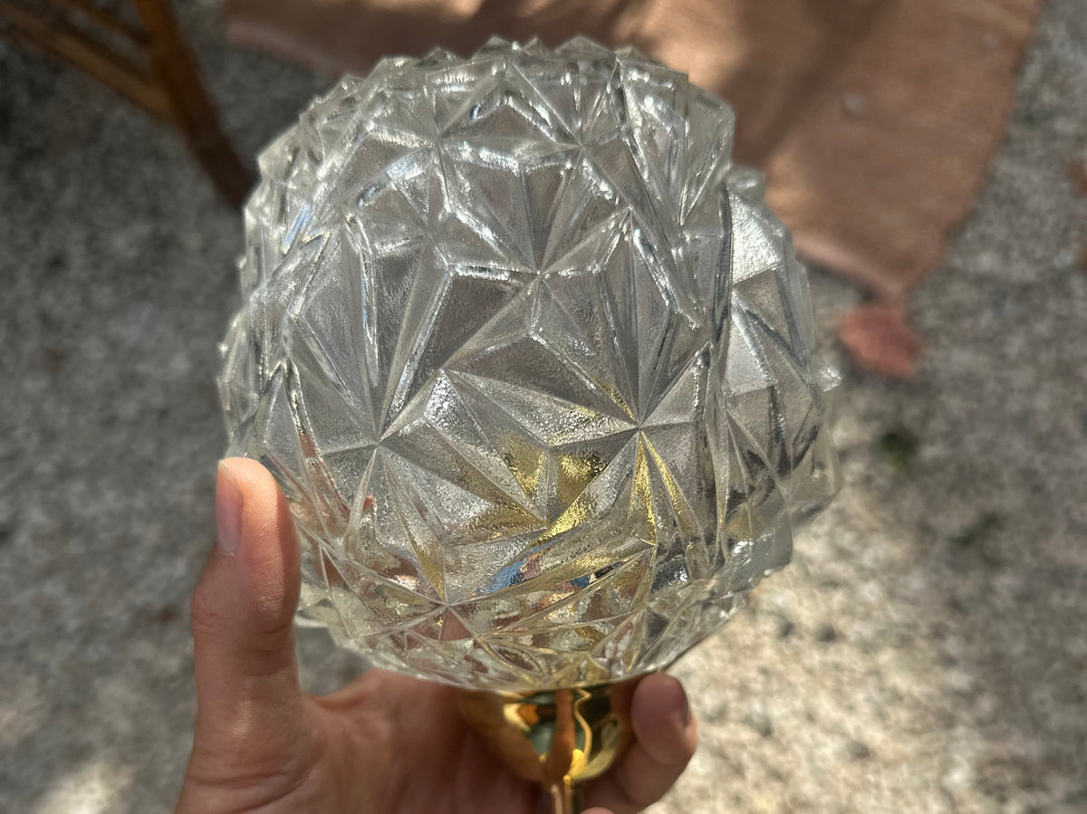 Lampe sur pied, globe chiné et cordon en tissu De Raymonde à Zoé