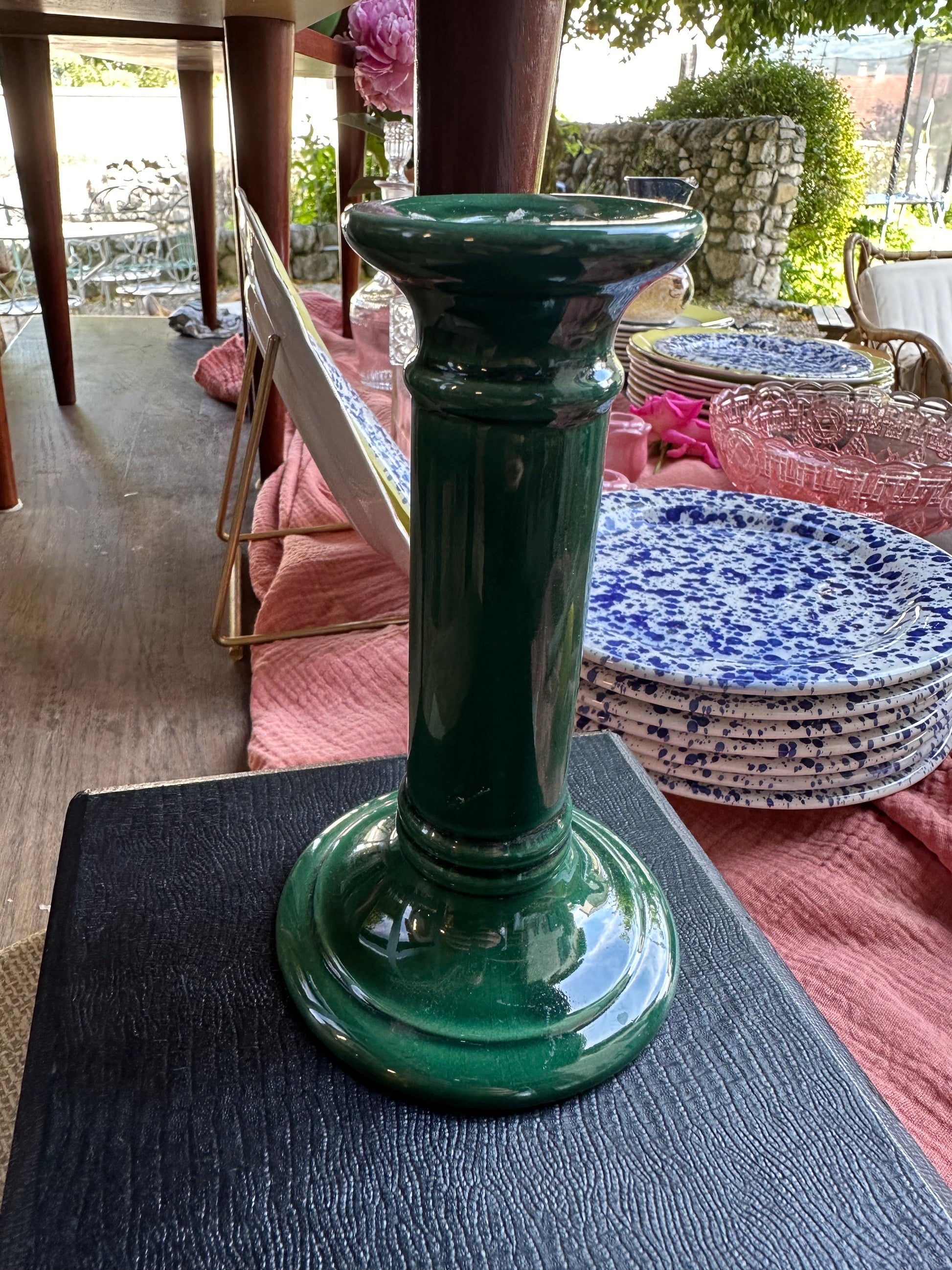 Bougeoir en céramique vert De Raymonde à Zoé
