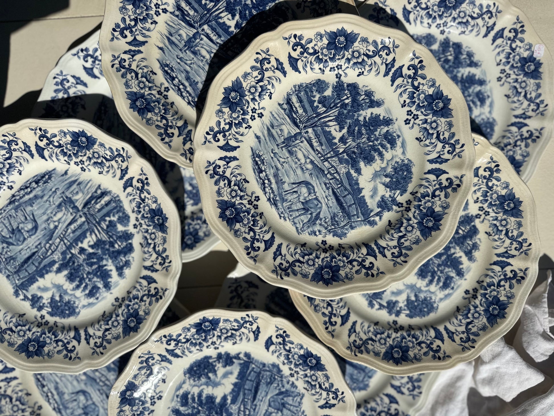 Ensemble de 10 assiettes plates Derby Sarreguemines De Raymonde à Zoé