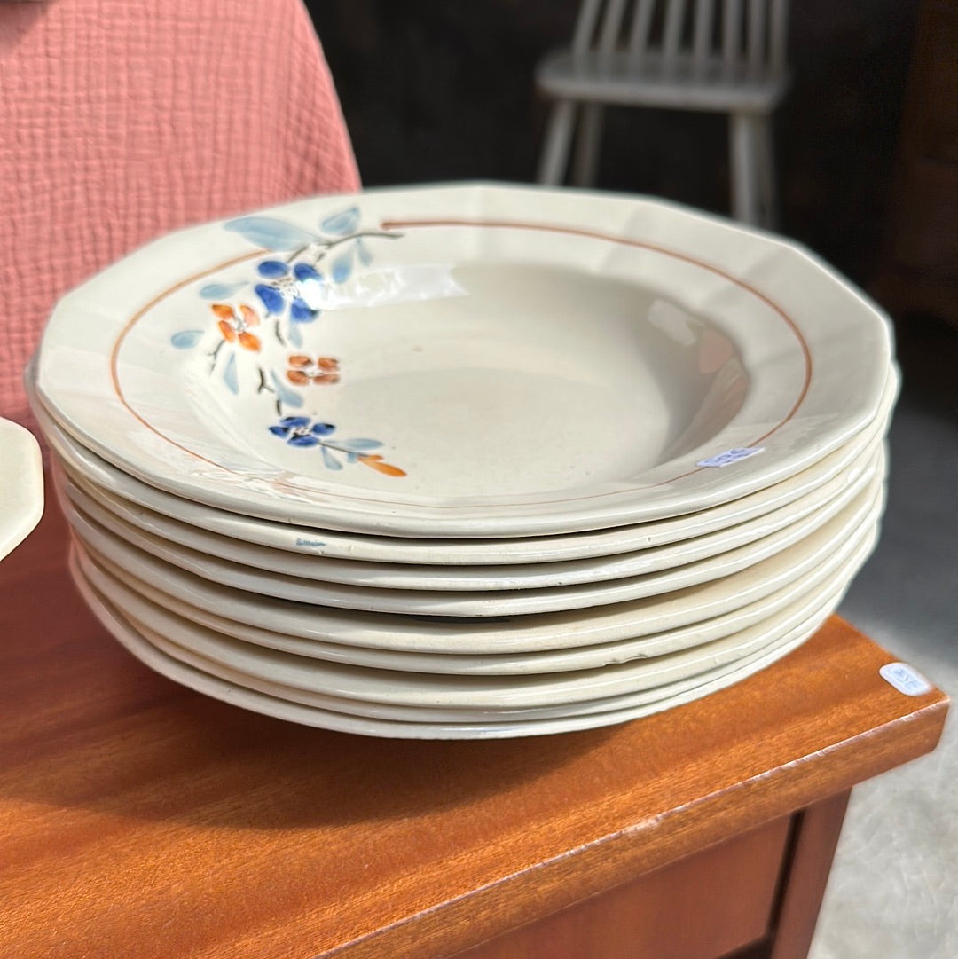 Ensemble de 9 assiettes creuses Sarreguemines De Raymonde à Zoé