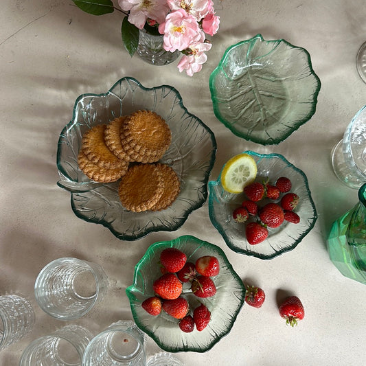 Ensemble plat et coupelles en verre De Raymonde à Zoé