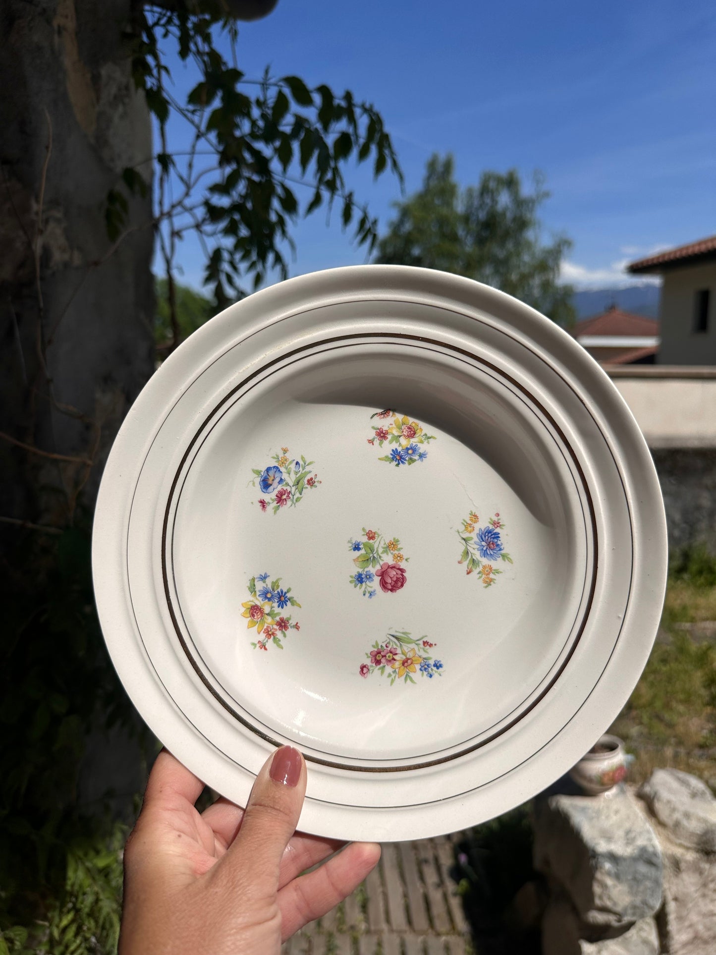 9 Assiettes creuse fleuries en faience De Raymonde à Zoé
