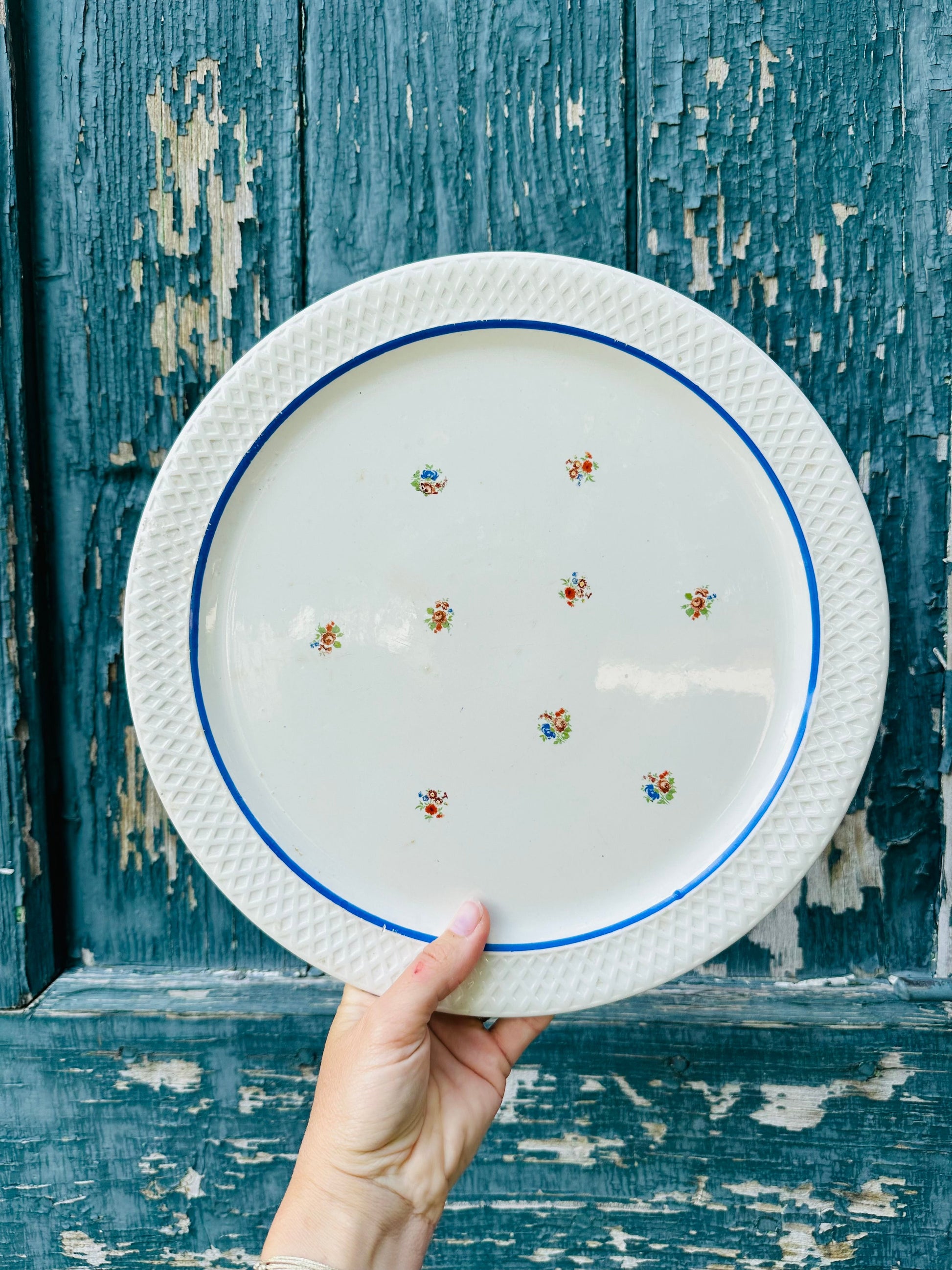 Grand plat à tarte en faience vintage De Raymonde à Zoé