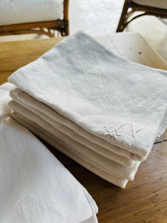Ensemble de 7 serviettes de table en coton intiales "CP" De Raymonde à Zoé