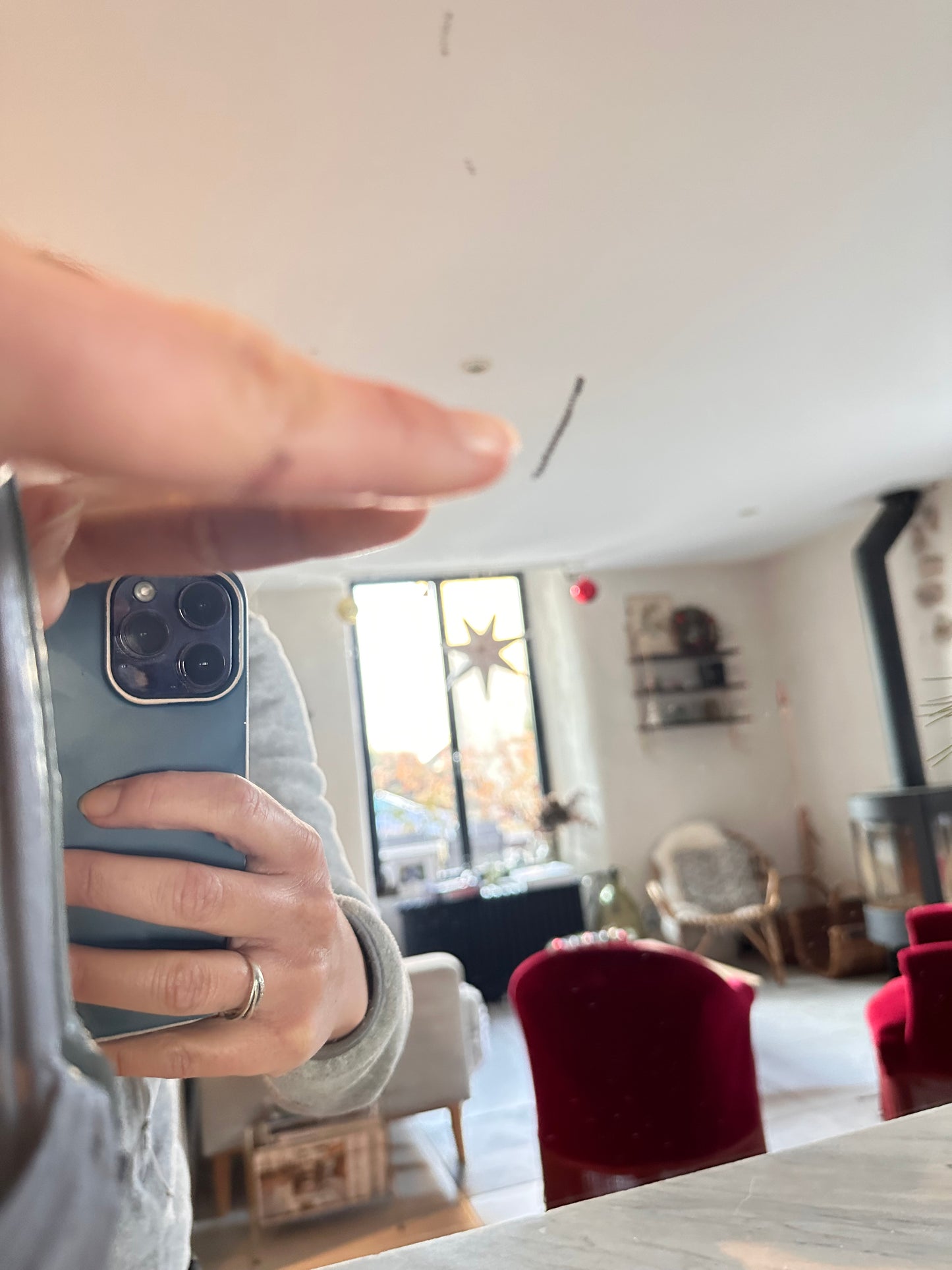 Miroir de style baroque gris-bleu