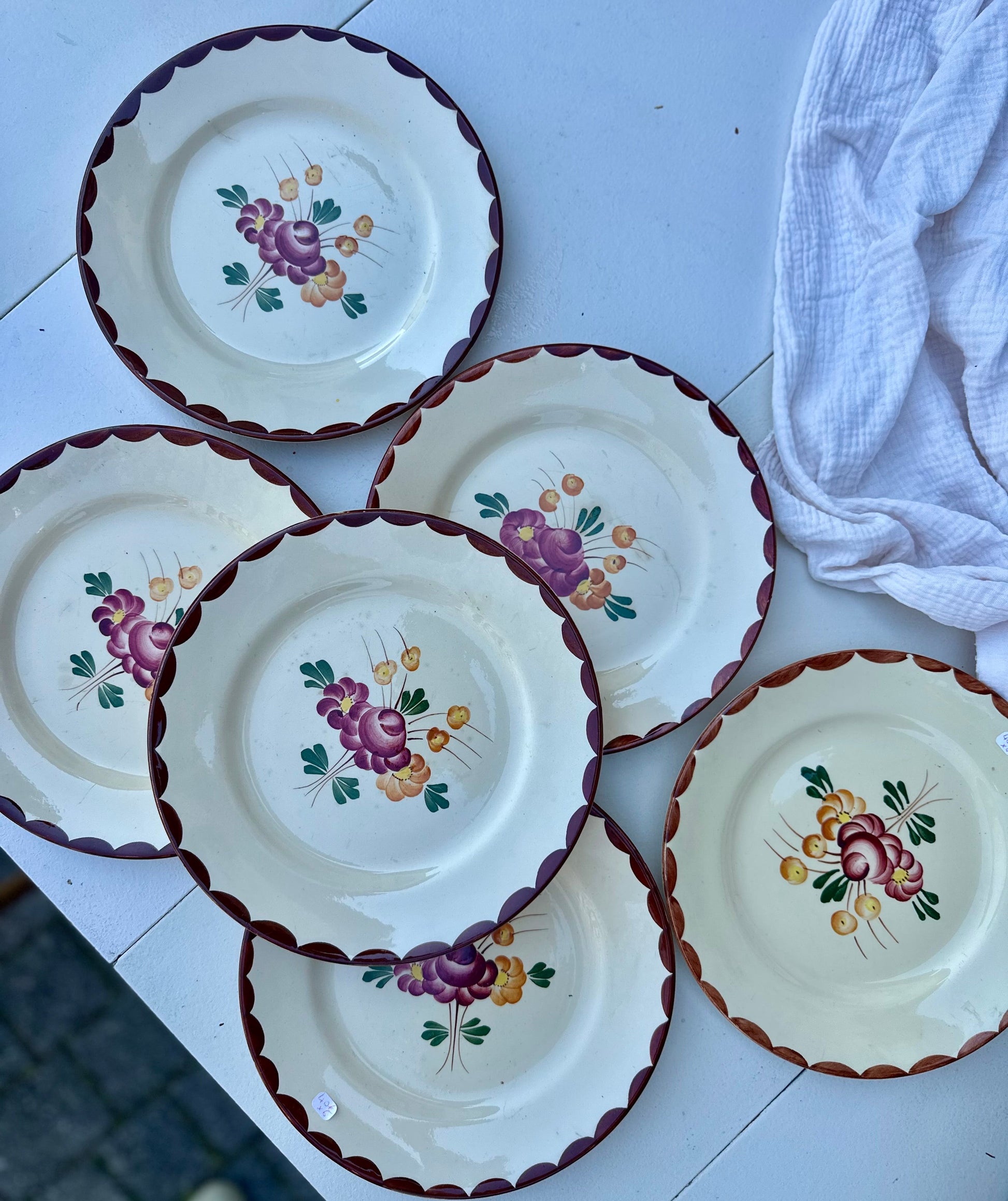 Ensemble de 6 assiettes plates Longchamp De Raymonde à Zoé