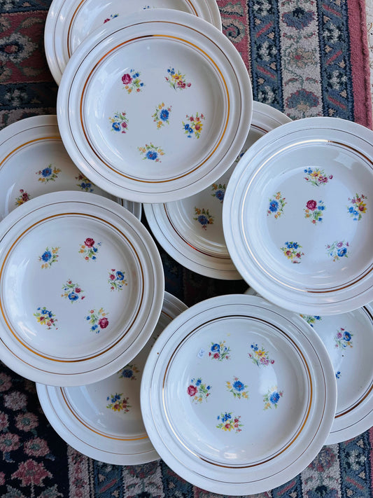 9 Assiettes creuse fleuries en faience De Raymonde à Zoé