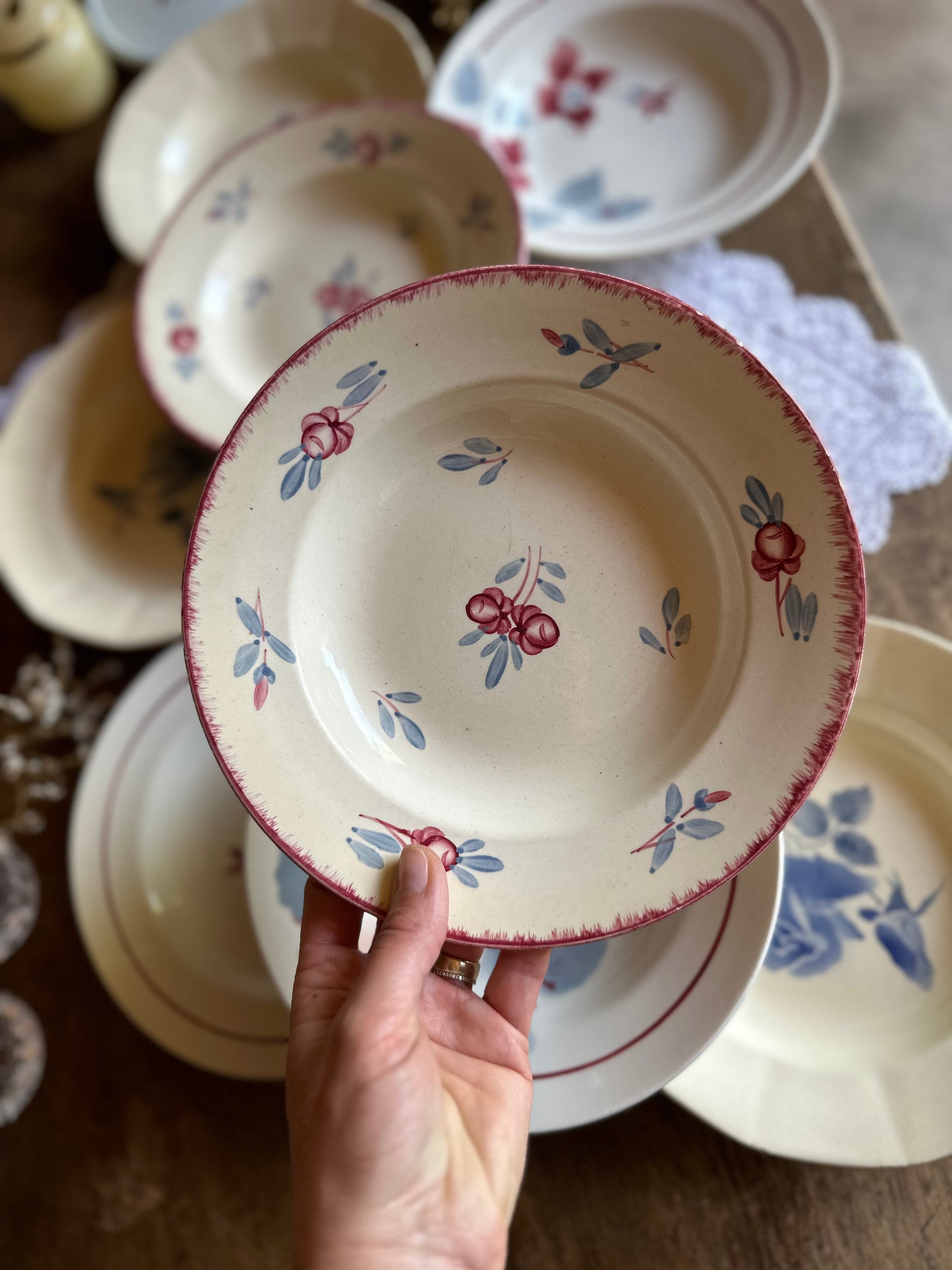 9 assiettes creuses Digoin et Sarreguemines De Raymonde à Zoé