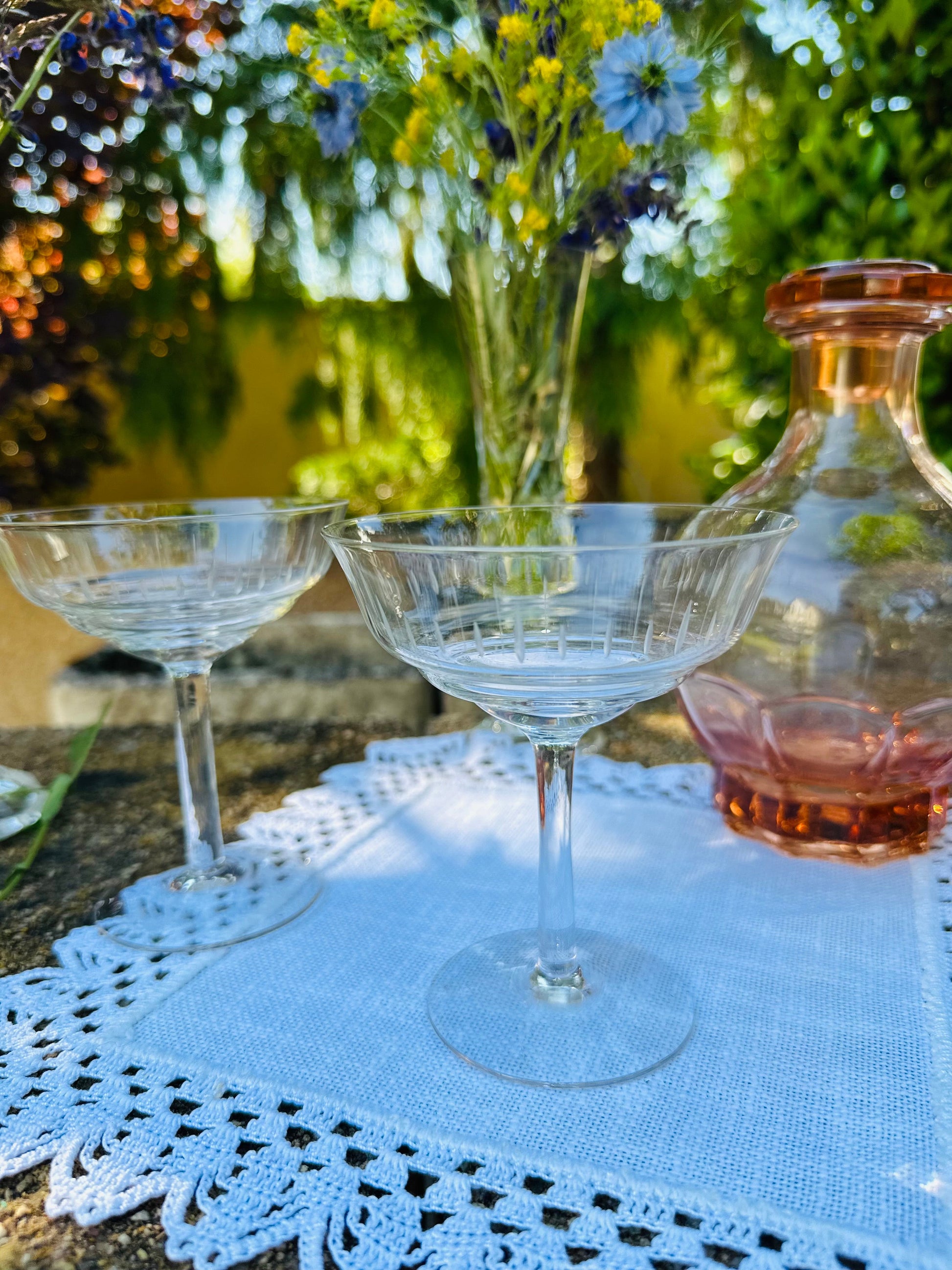 10 coupes à champagne en cristal ciselé De Raymonde à Zoé