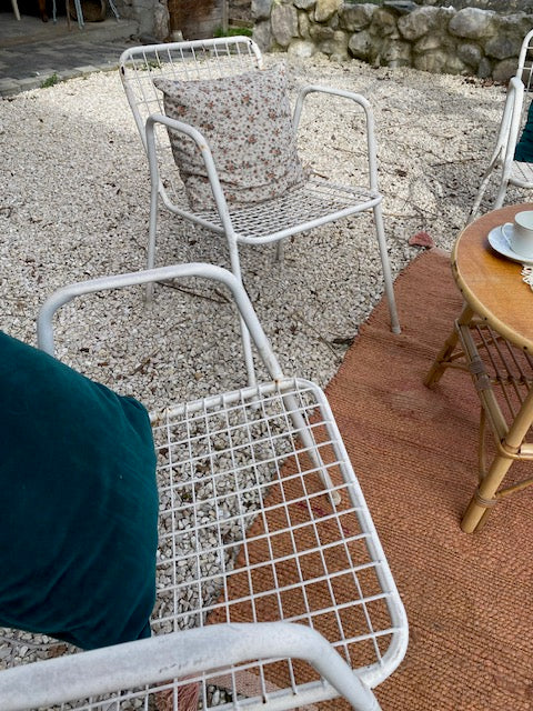 4 fauteuils de jardin en métal blanc Emu