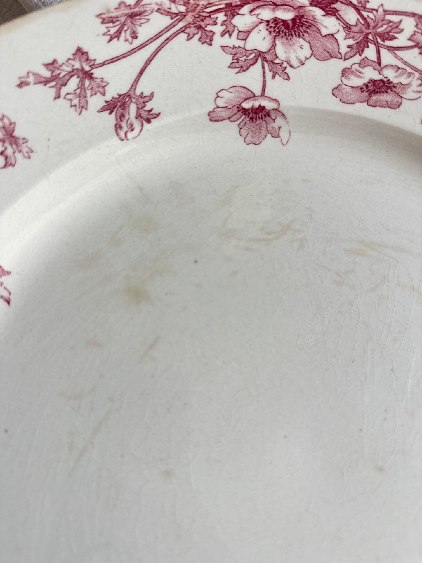 Plat rond terre de fer Gien modèle Anémones De Raymonde à Zoé